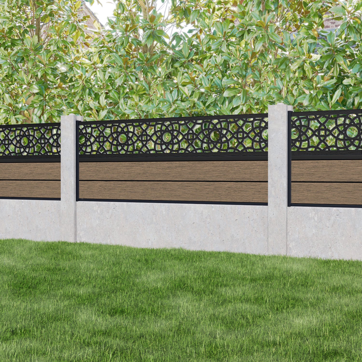 Fusion Ambar Fence Panel - Teak - for existing concrete posts