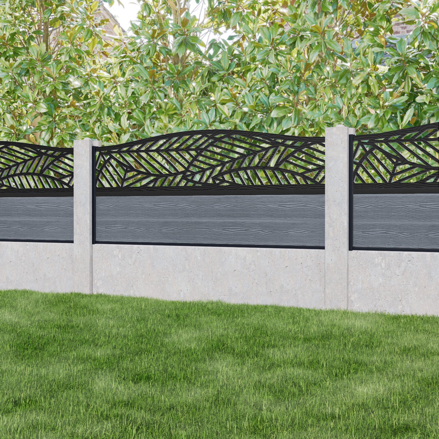 Classic Habitat Curved Top Fence Panel - Anthracite - for existing concrete posts