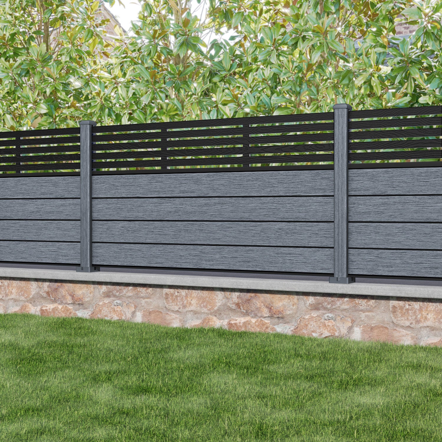 Fusion Aspen Fence Panel - Anthracite - with our composite posts