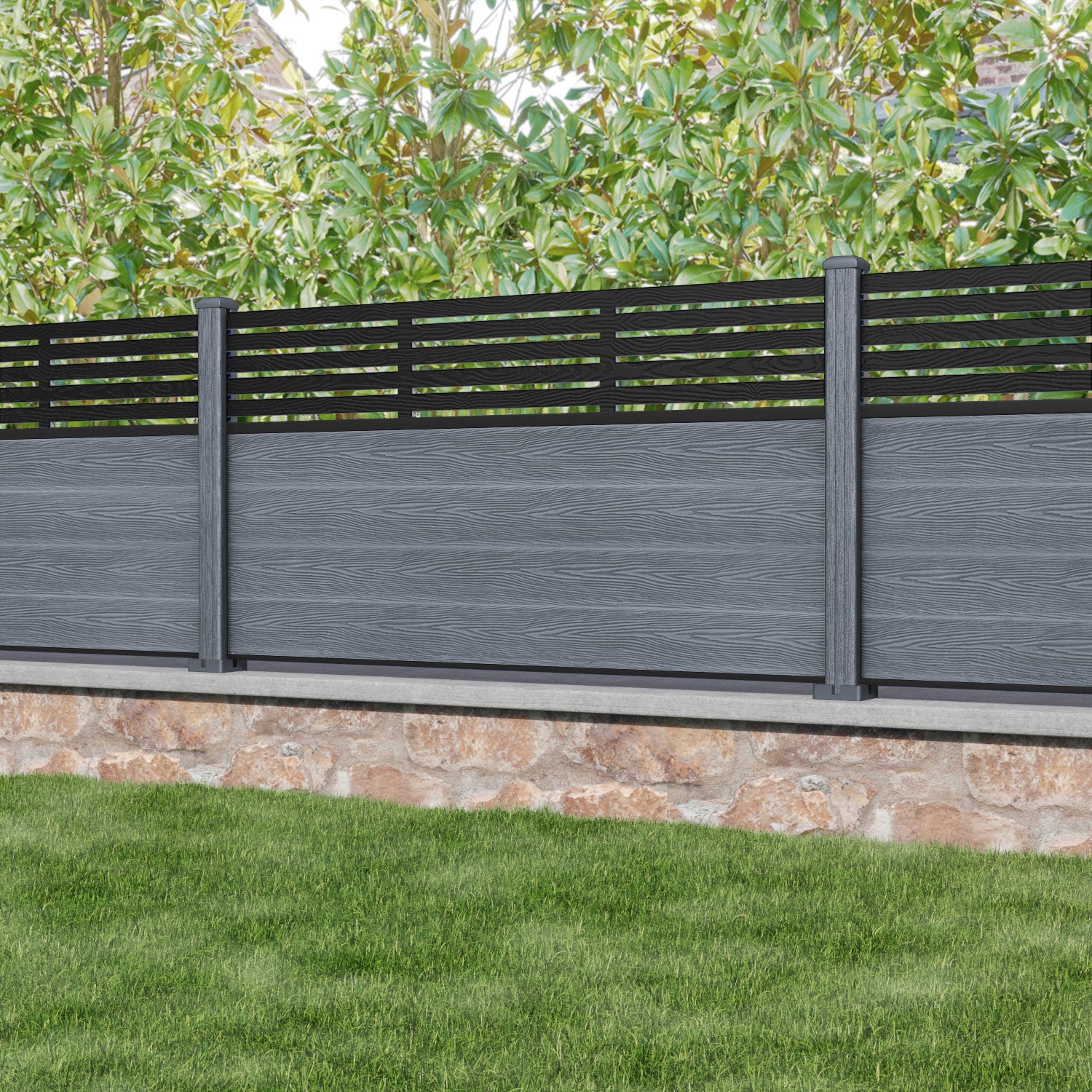 Classic Aspen Fence Panel - Anthracite - with our composite posts