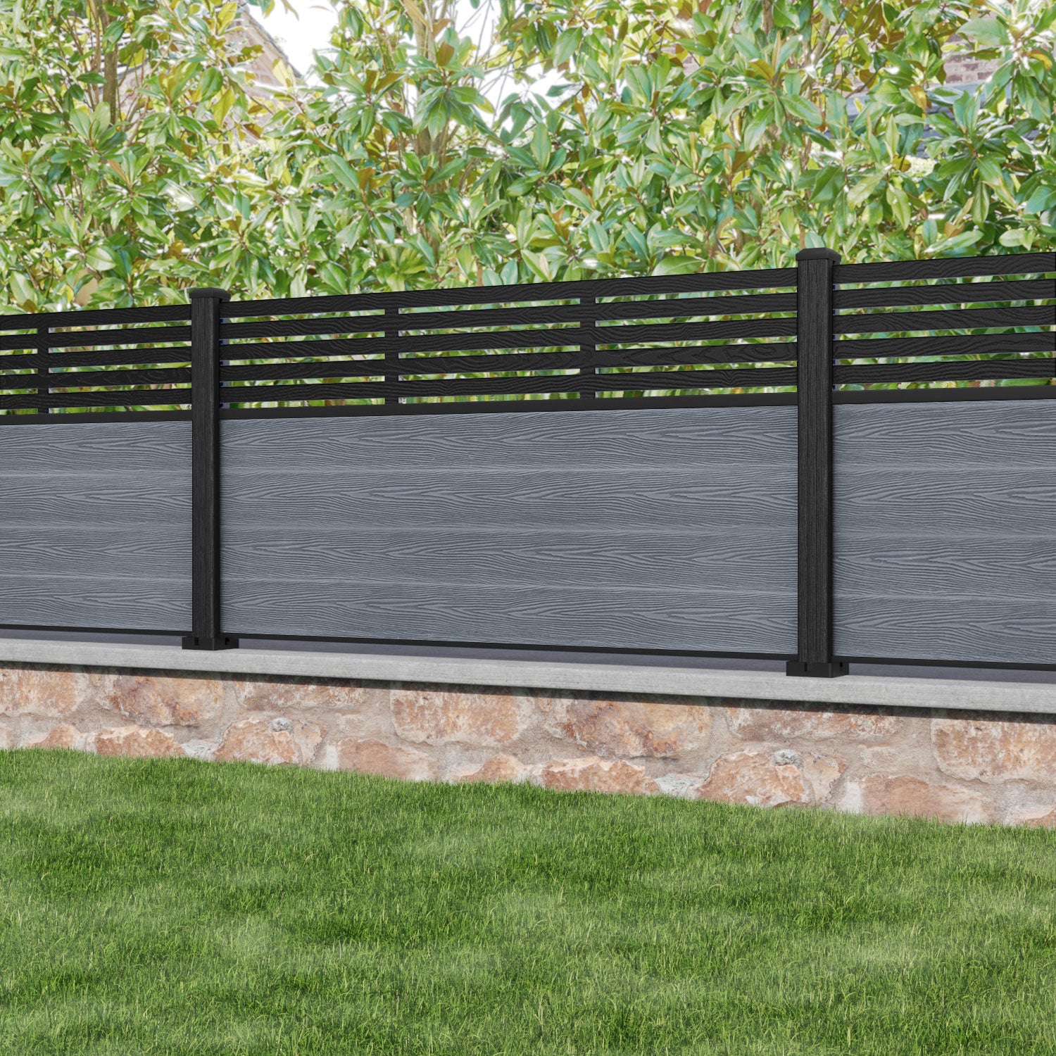 Classic Aspen Fence Panel - Anthracite - with our composite posts