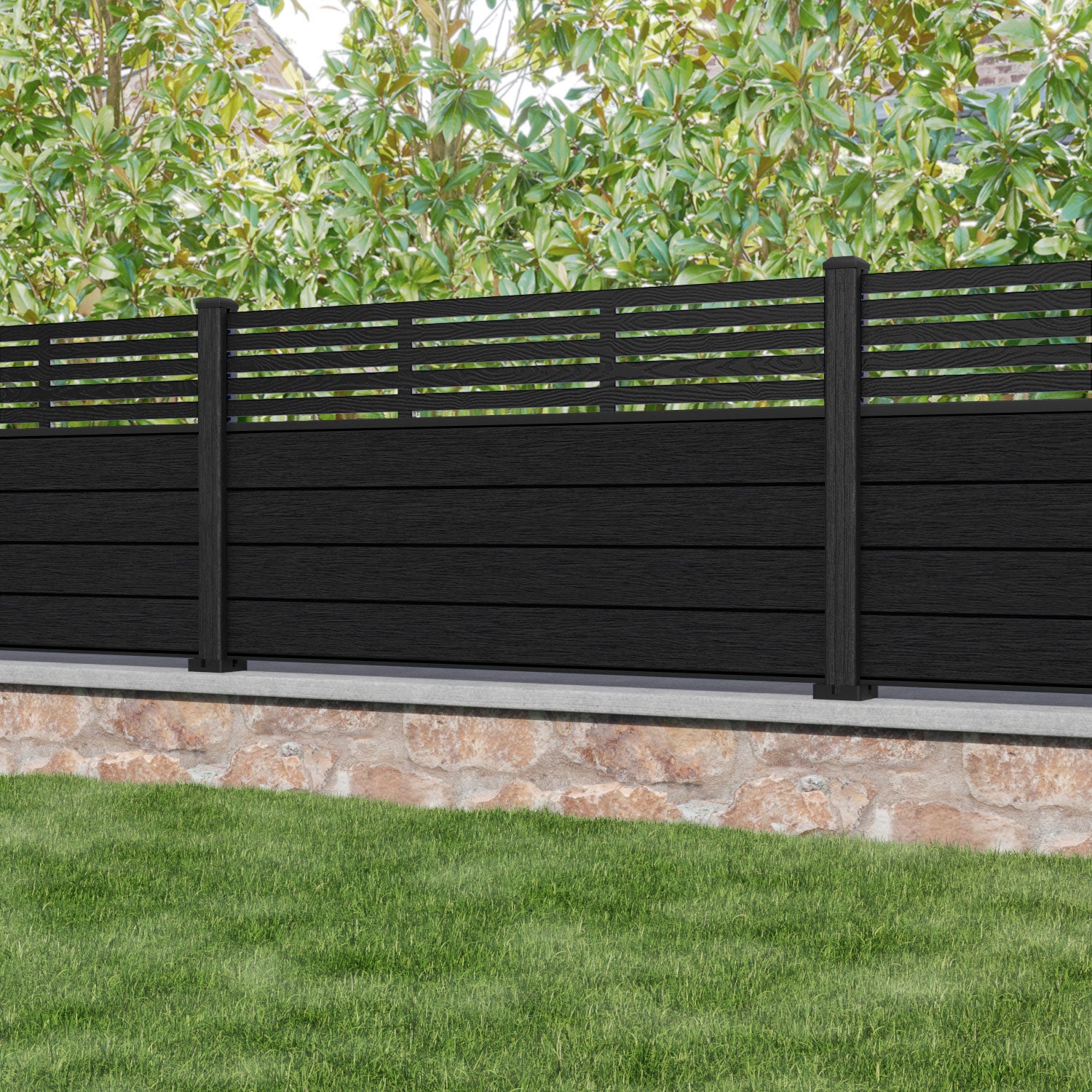 Fusion Aspen Fence Panel - Black - with our composite posts