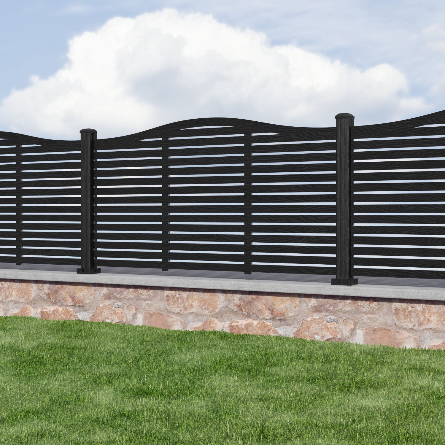 Aspen Curved Top Composite Fence Panel - with our composite posts