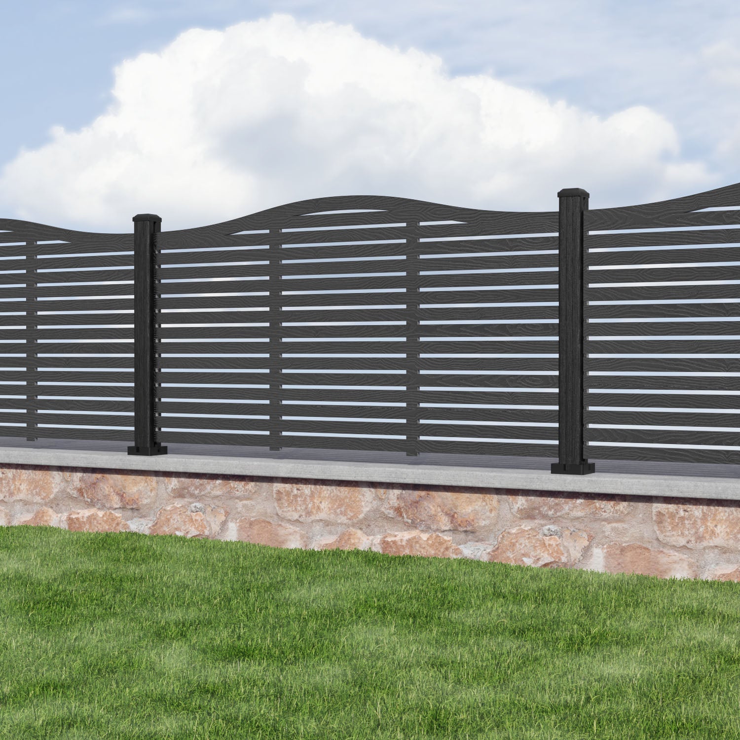 Aspen Curved Top Composite Fence Panel - with our composite posts