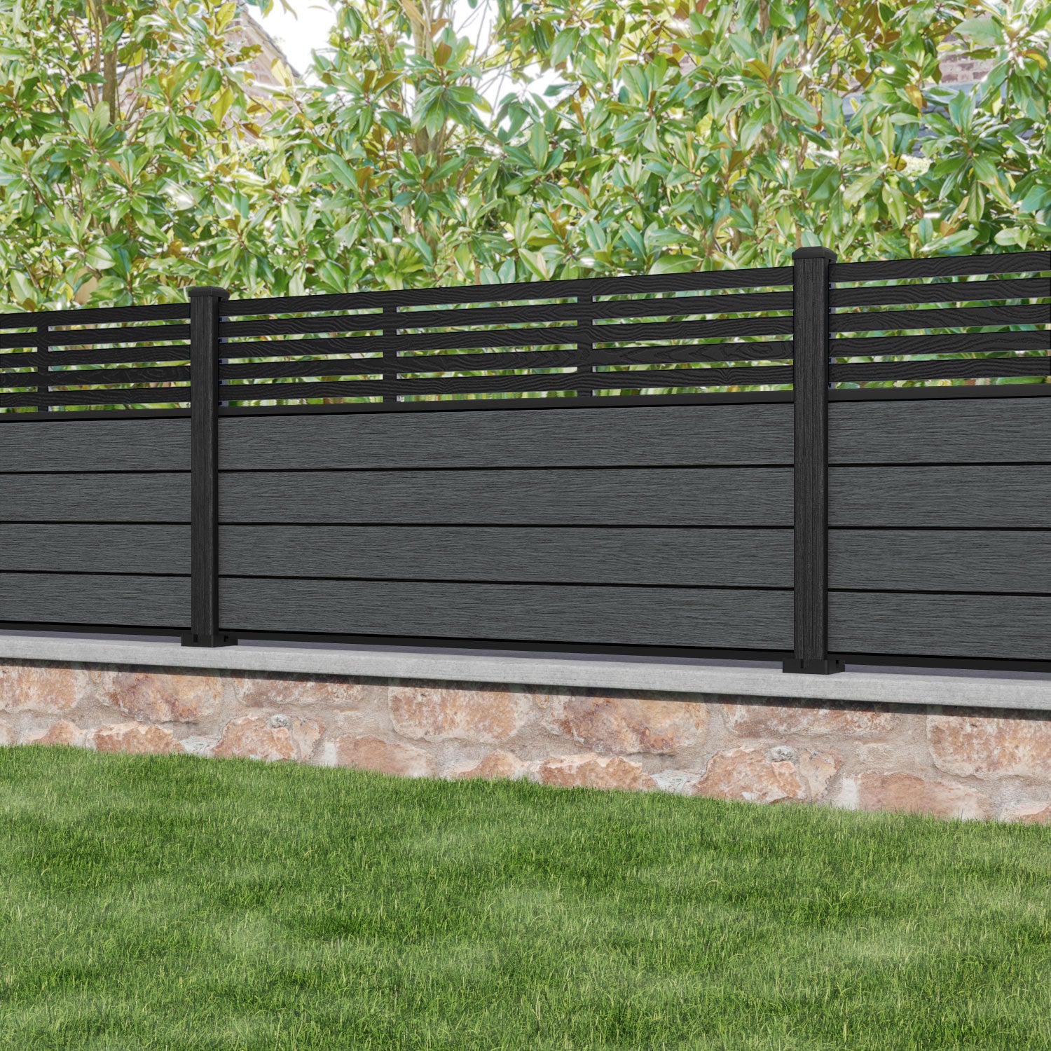 Fusion Aspen Fence Panel - Dark Grey - with our composite posts