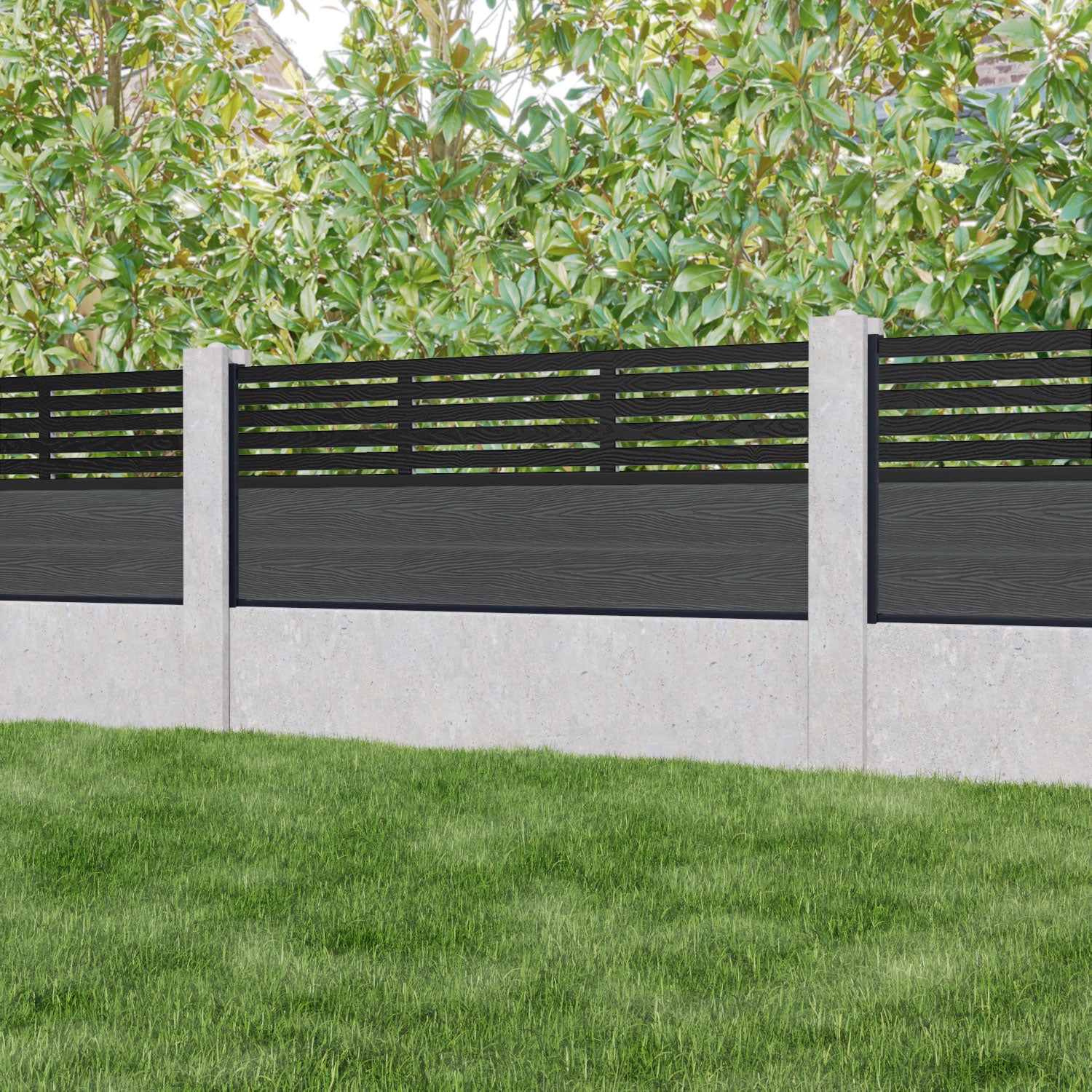 Classic Aspen Fence Panel - Dark Grey - for existing concrete posts