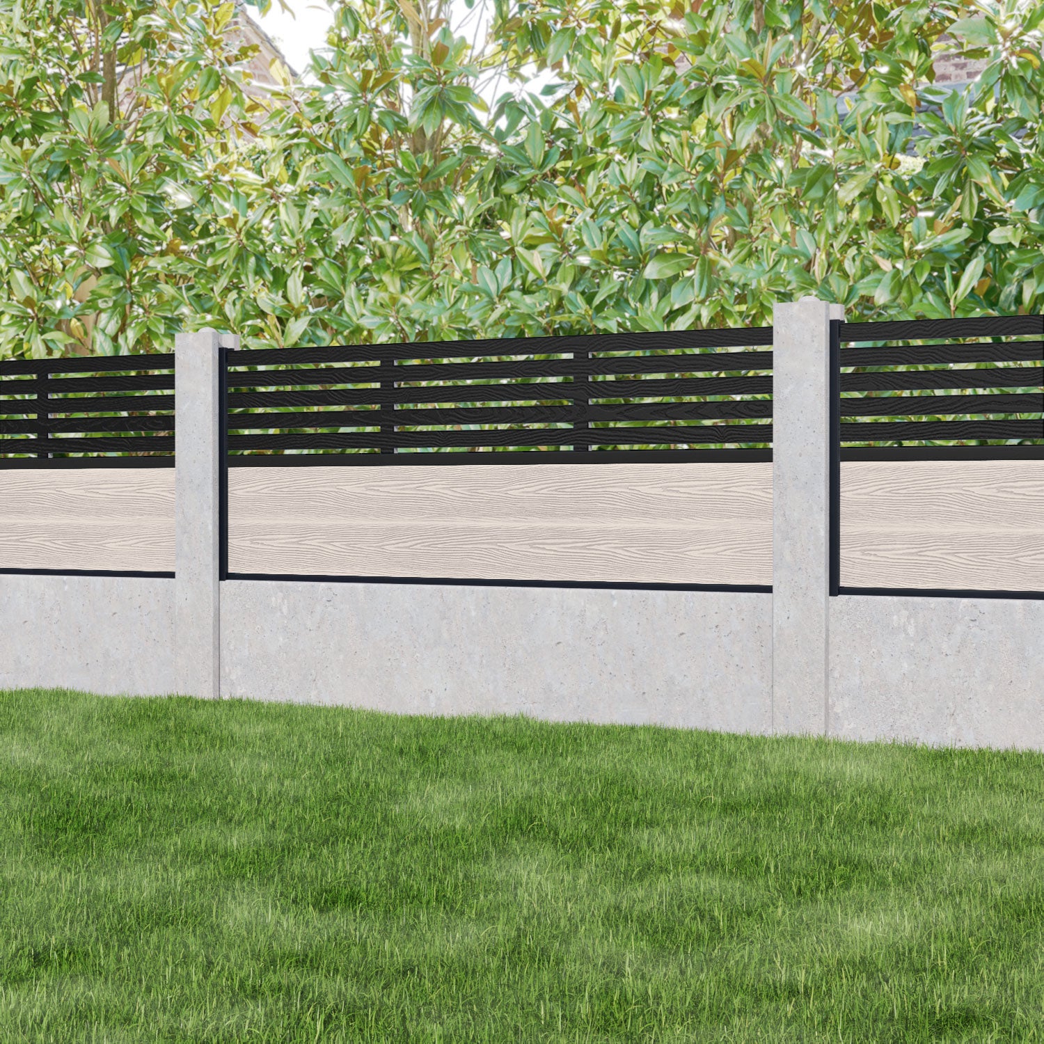 Classic Aspen Fence Panel - Mid Stone - for existing concrete posts