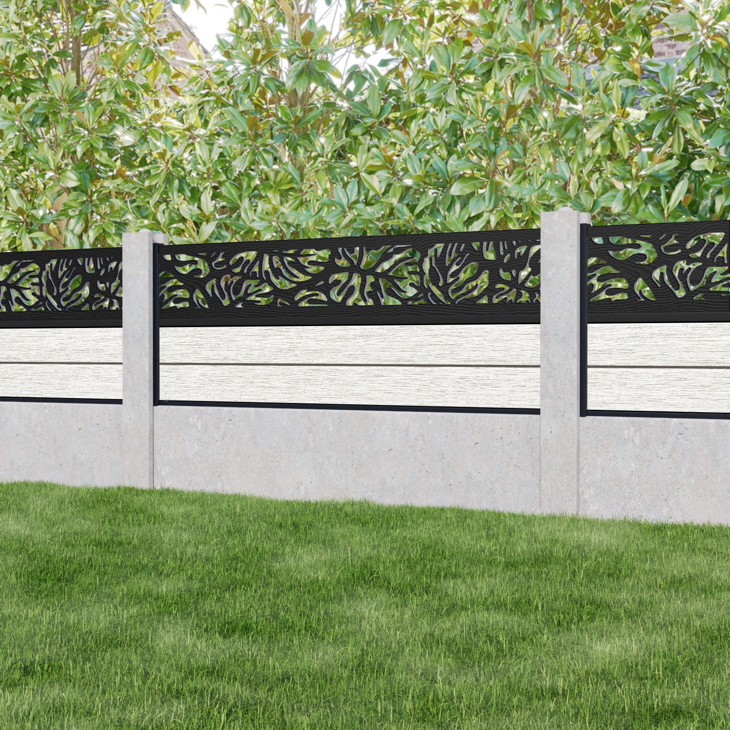 Fusion Botanic Fence Panel - Light Stone - for existing concrete posts