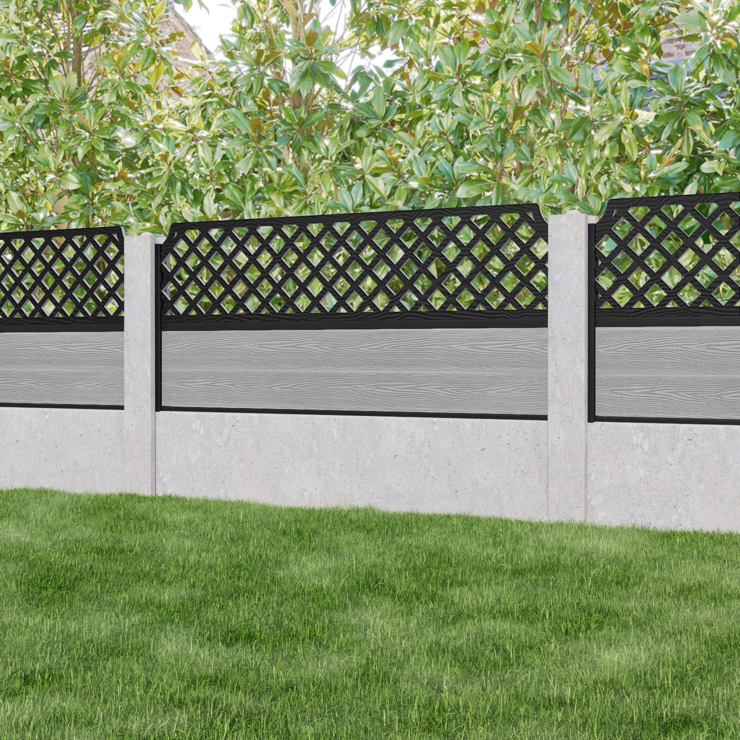 Classic Regal Hive Fence Panel - Light Grey - for existing concrete posts