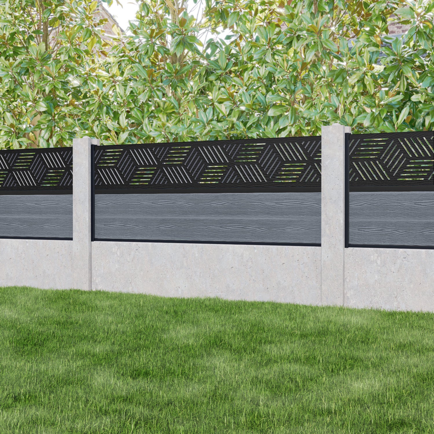Classic Cubed Fence Panel - Anthracite - for existing concrete posts