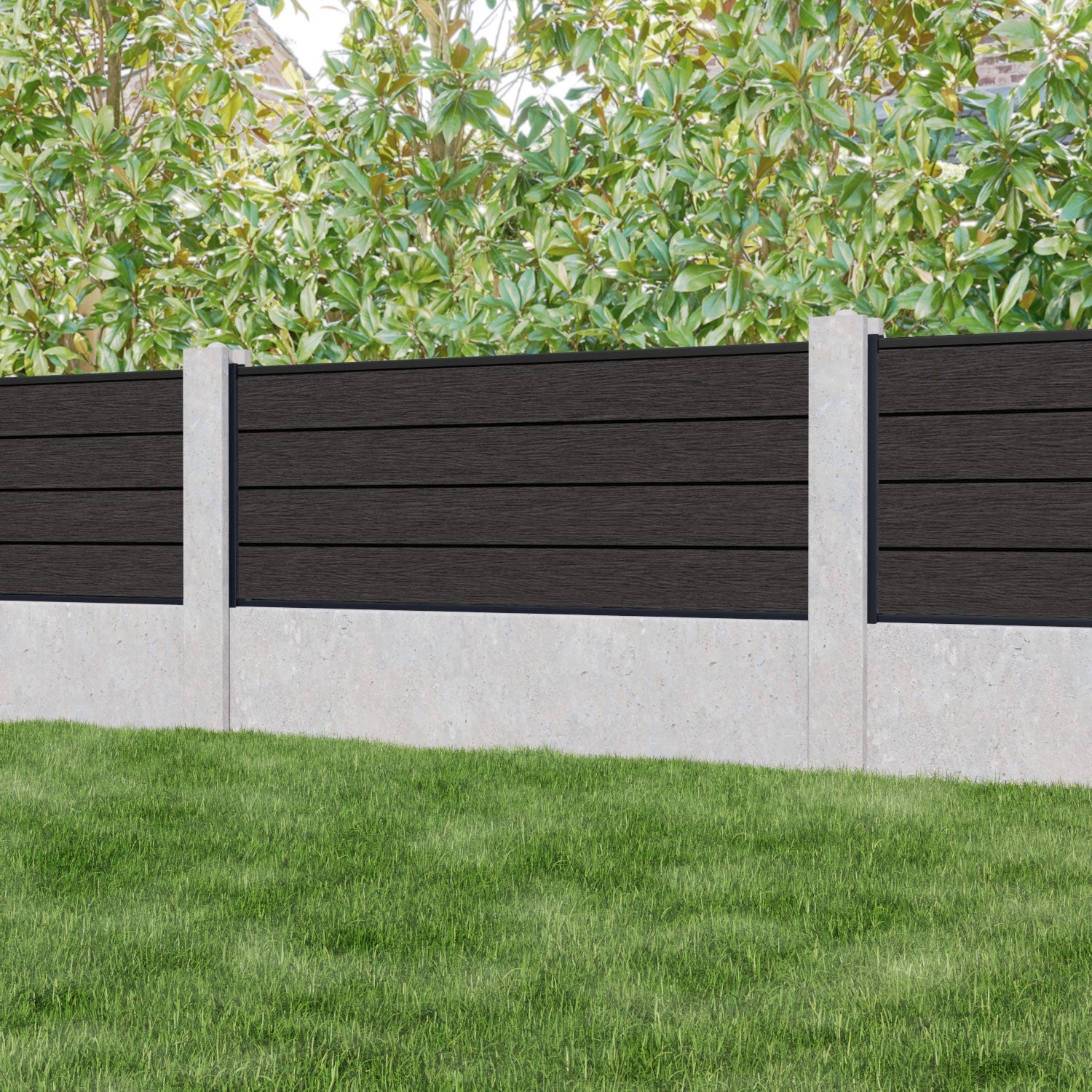 Fusion Fence Panel - Dark Oak - for existing concrete posts
