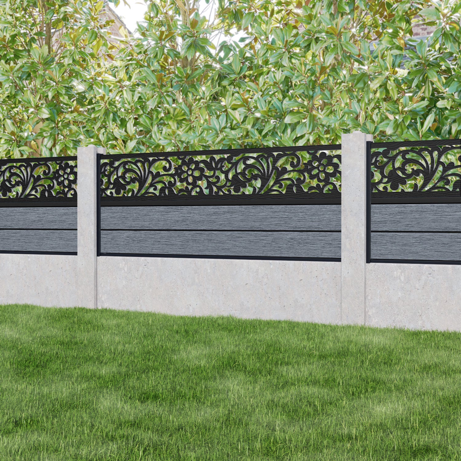 Fusion Eden Fence Panel - Anthracite - for existing concrete posts