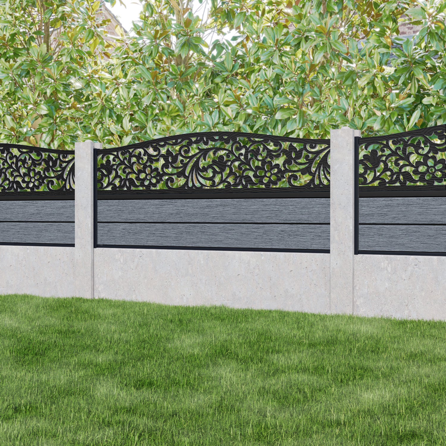 Fusion Eden Curved Top Fence Panel - Anthracite - for existing concrete posts
