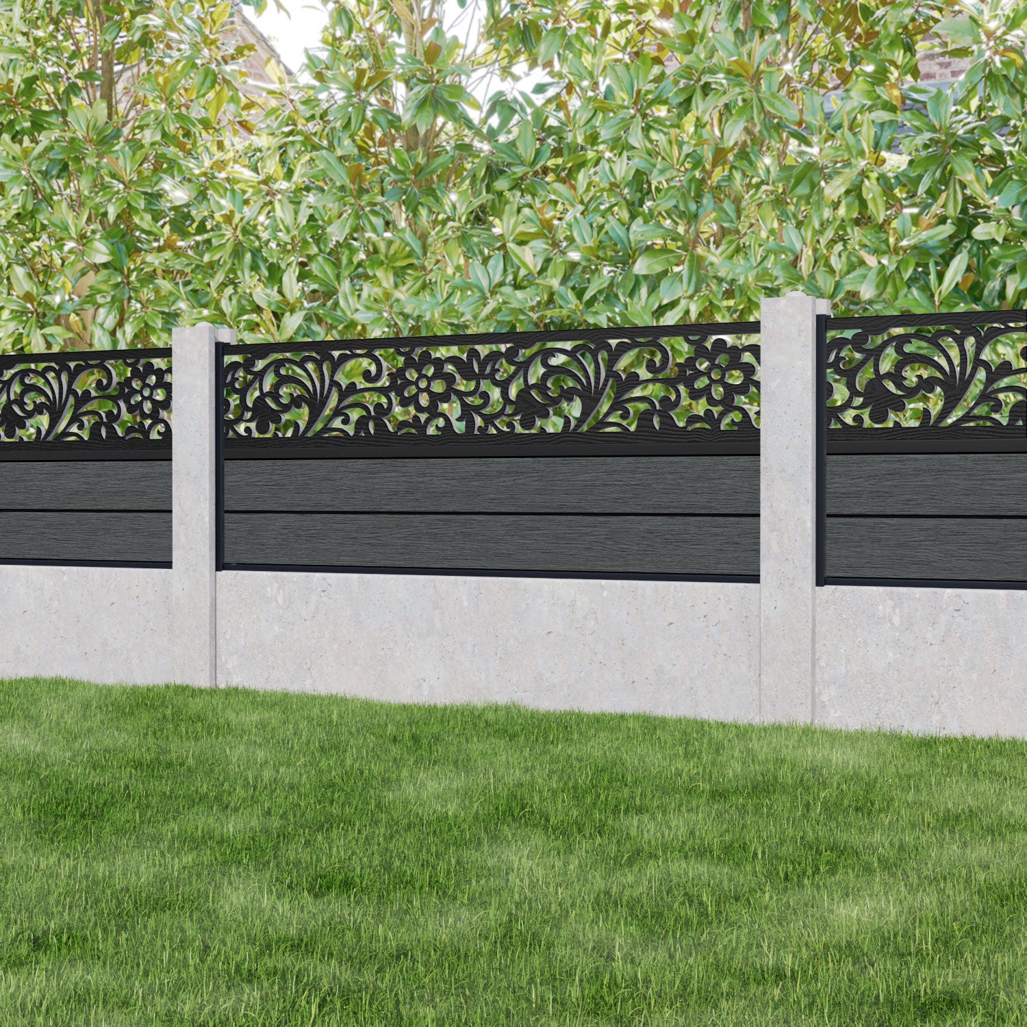 Fusion Eden Fence Panel - Dark Grey - for existing concrete posts