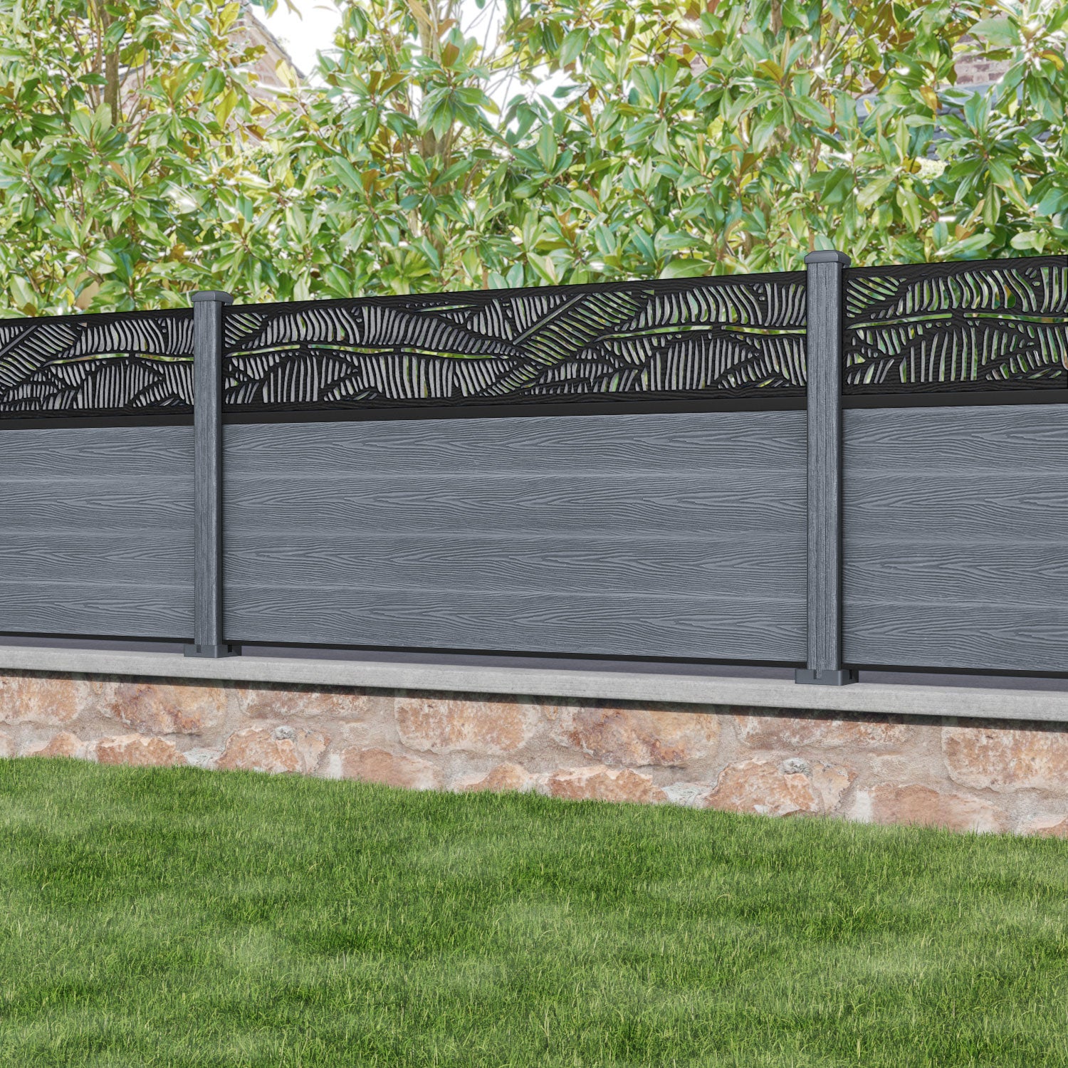 Classic Feather Fence Panel - Anthracite - with our composite posts