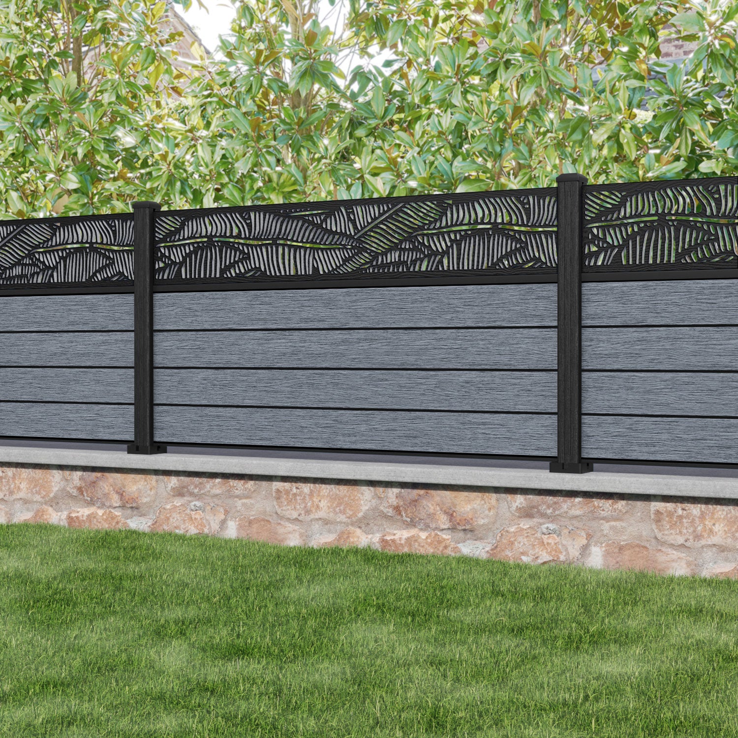 Fusion Feather Fence Panel - Anthracite - with our composite posts