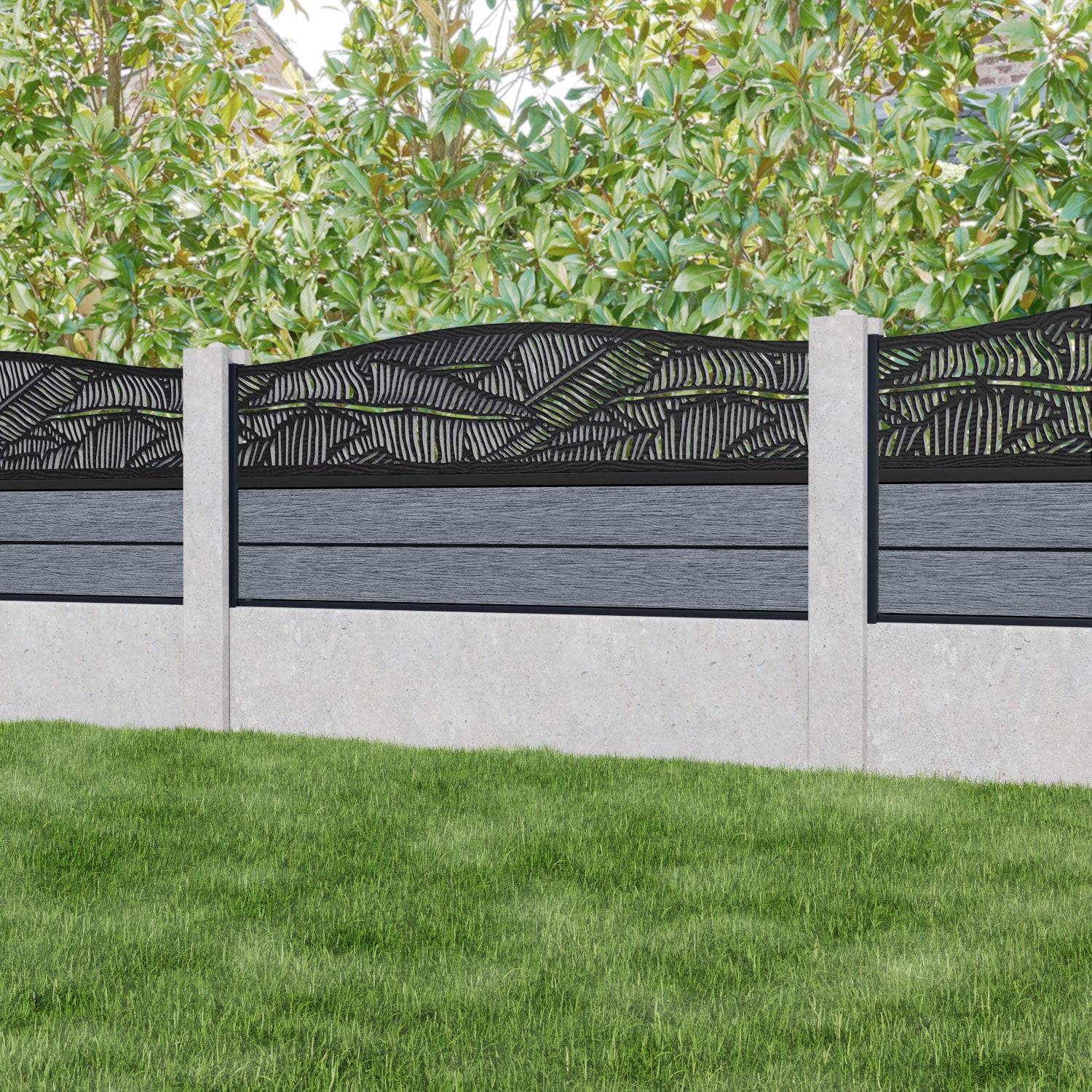 Fusion Feather Curved Top Fence Panel - Anthracite - for existing concrete posts