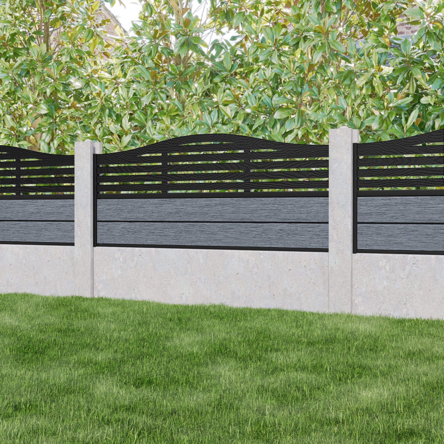 Fusion Aspen Curved Top Fence Panel - Anthracite - for existing concrete posts