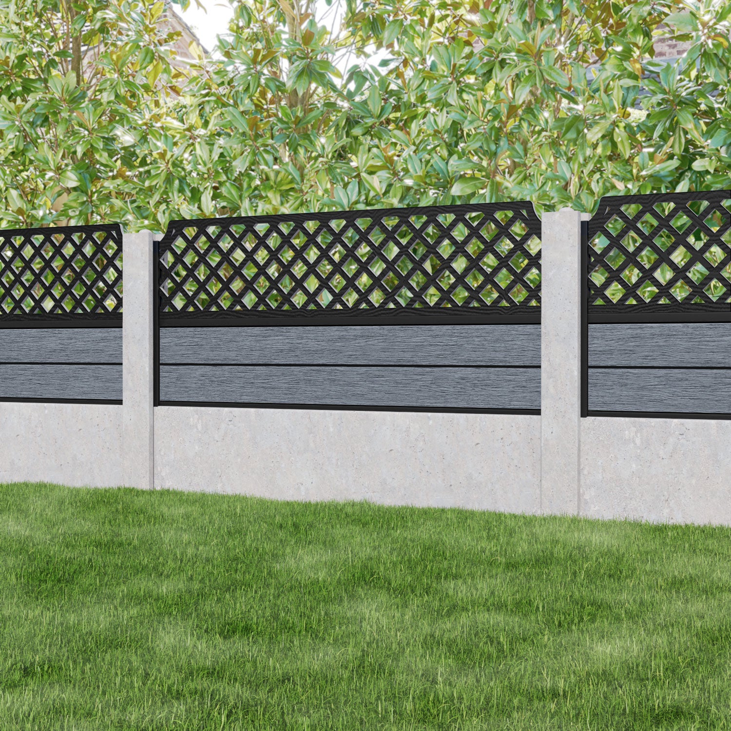 Fusion Regal Hive Fence Panel - Anthracite - for existing concrete posts