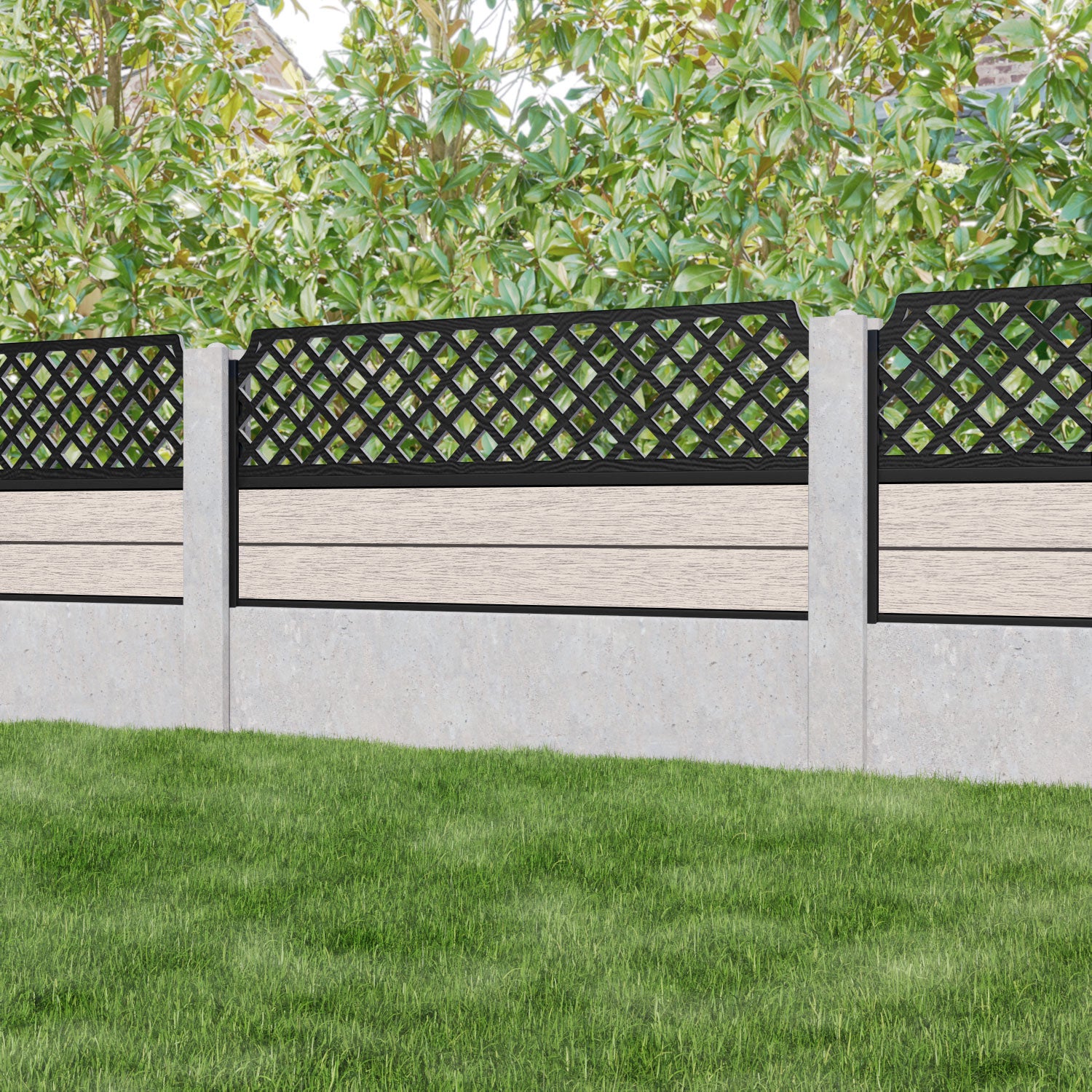 Fusion Regal Hive Fence Panel - Mid Stone - for existing concrete posts