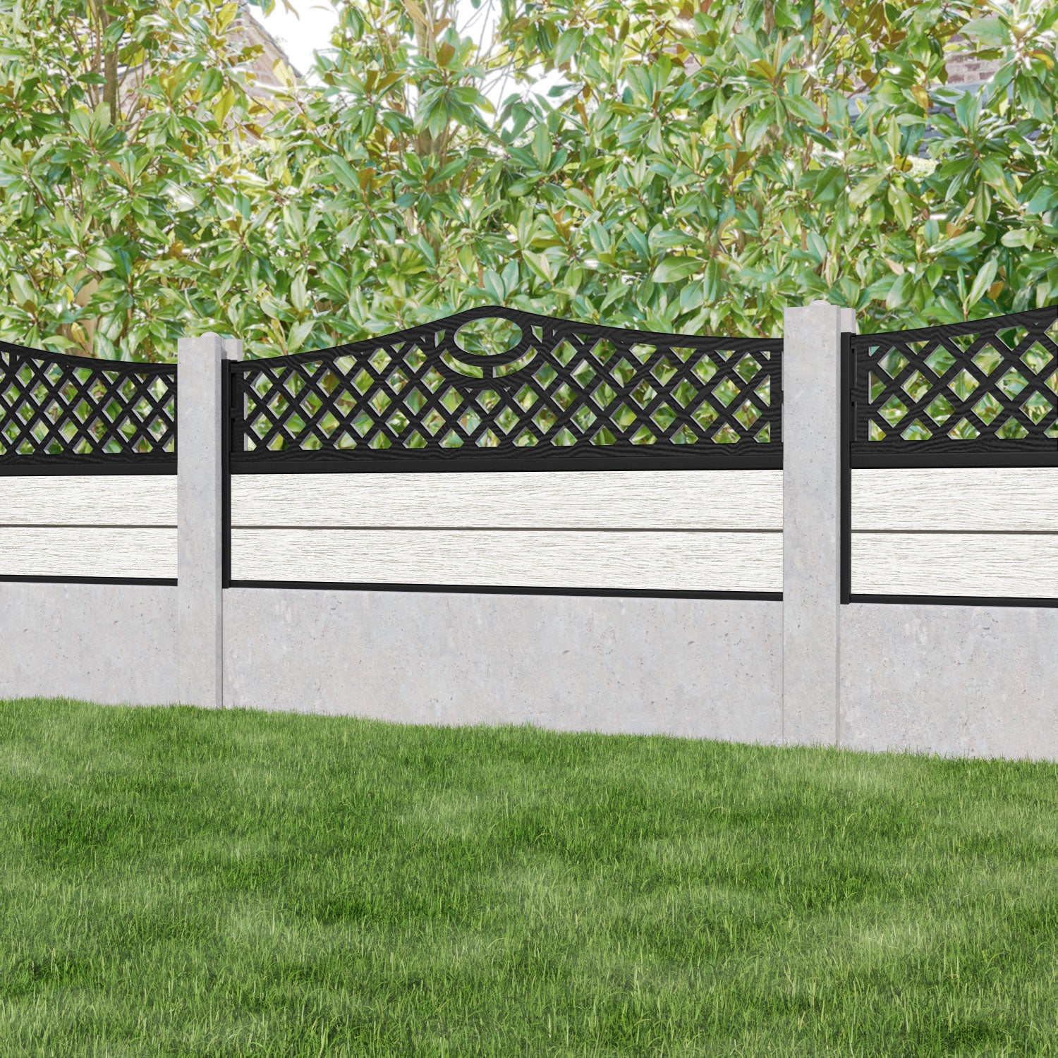 Fusion Oxford Curved Top Fence Panel - Light Stone - for existing concrete posts