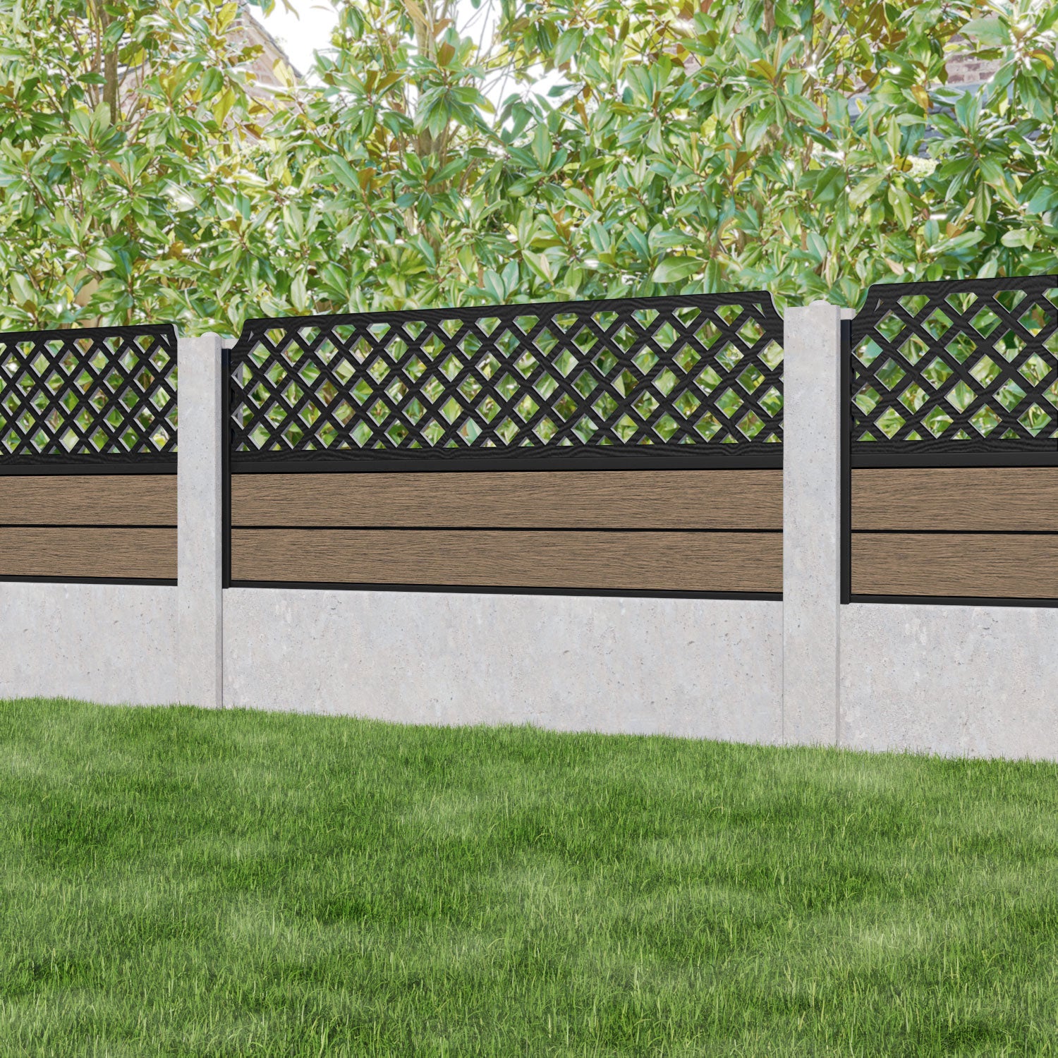 Fusion Regal Hive Fence Panel - Teak - for existing concrete posts