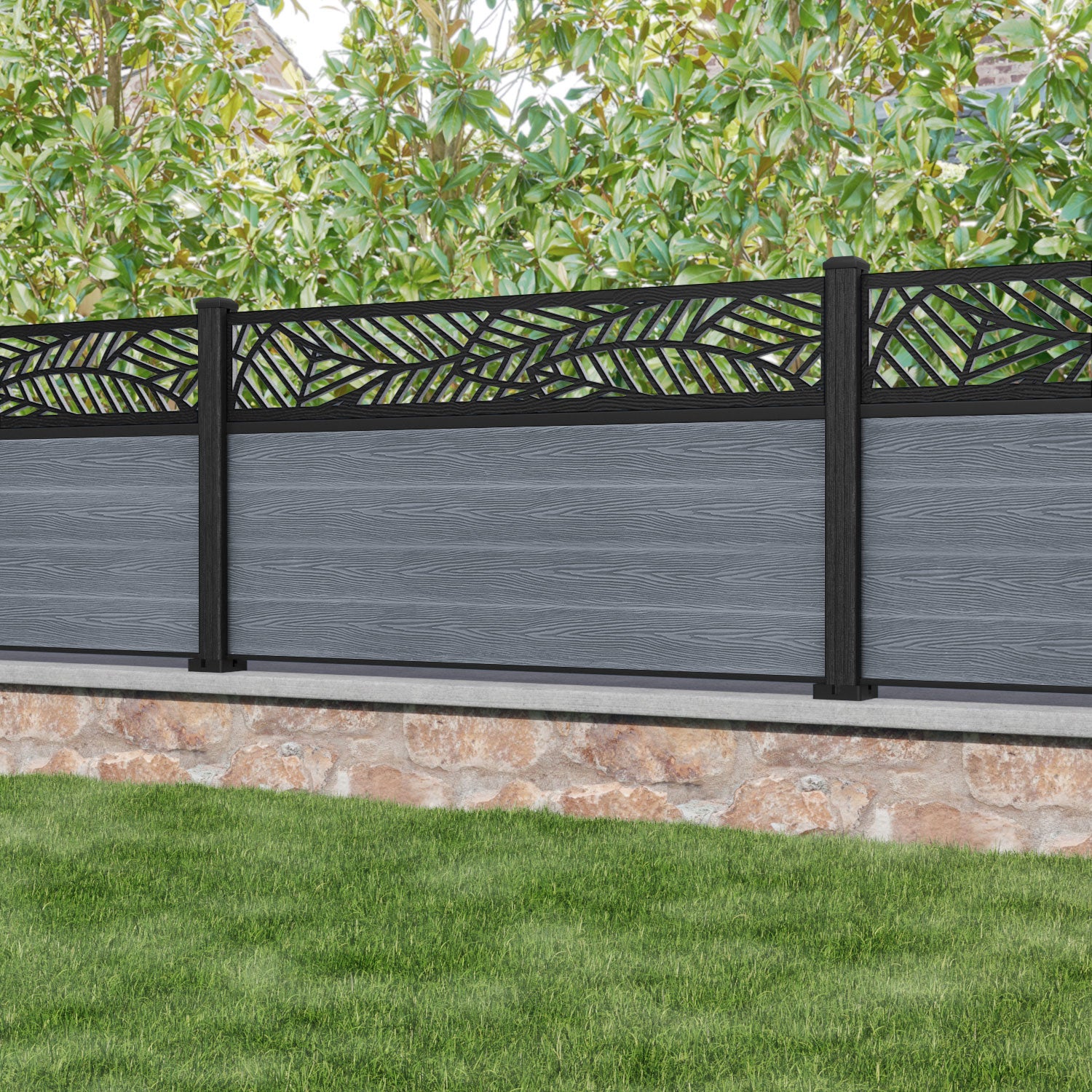 Classic Habitat Fence Panel - Anthracite - with our composite posts