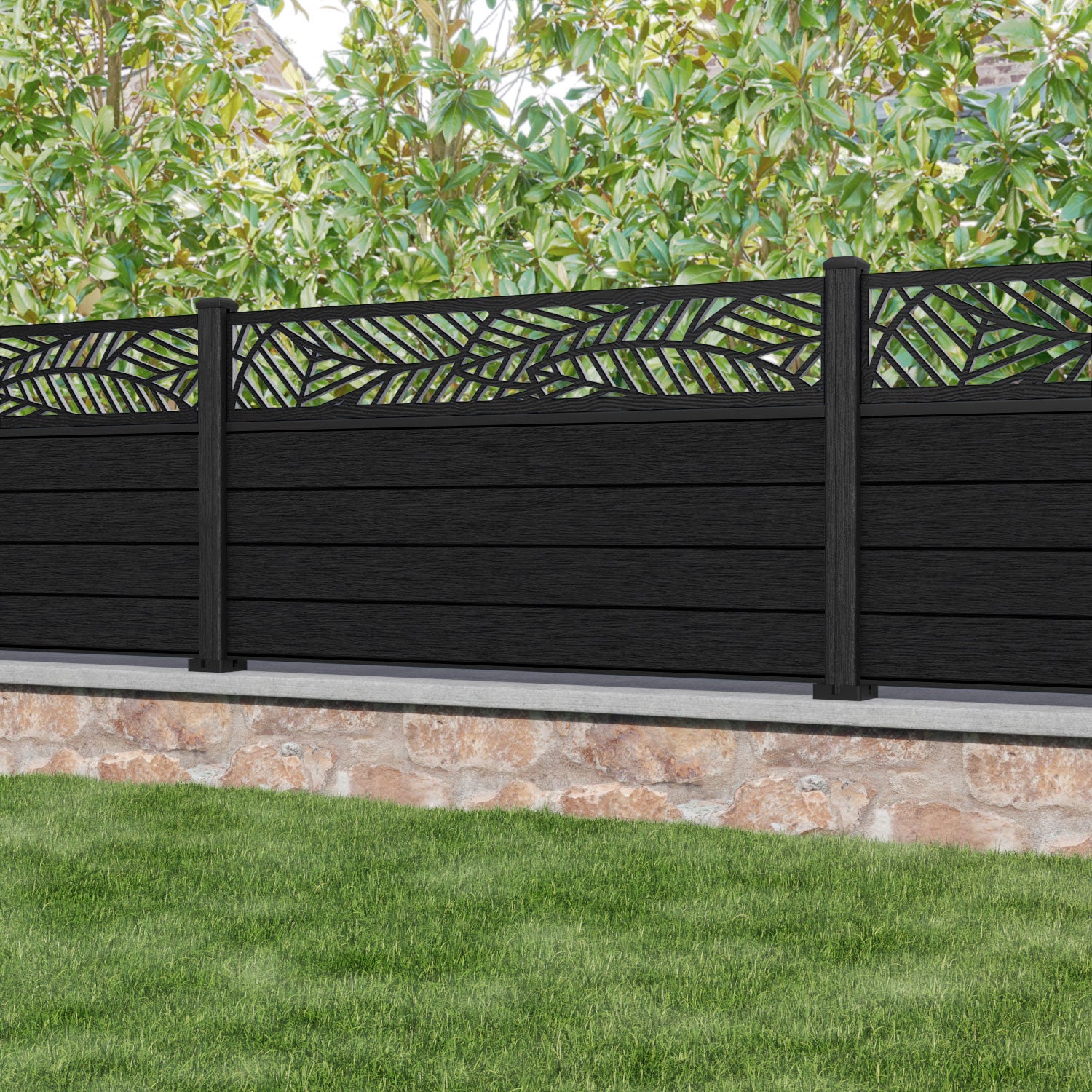 Fusion Habitat Fence Panel - Black - with our composite posts