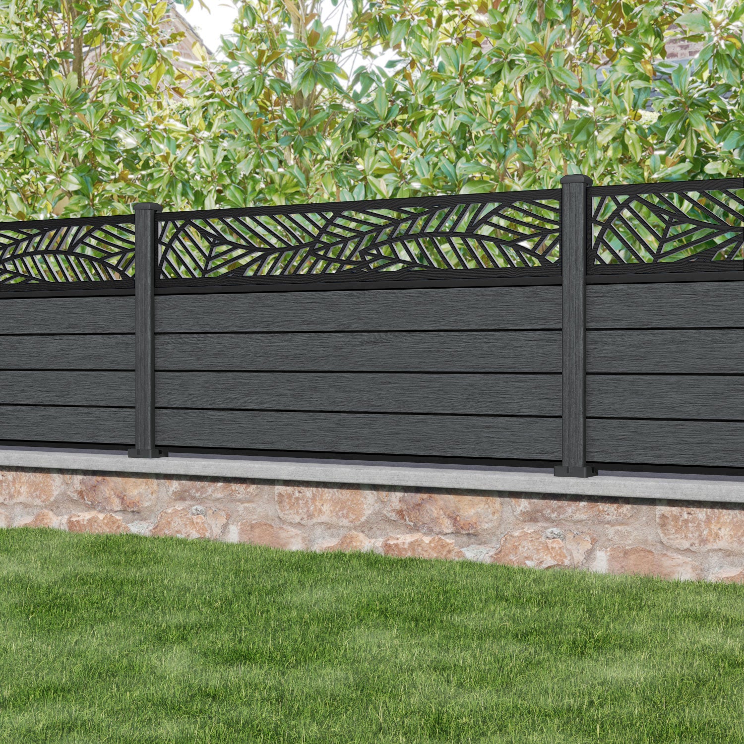 Fusion Habitat Fence Panel - Dark Grey - with our composite posts