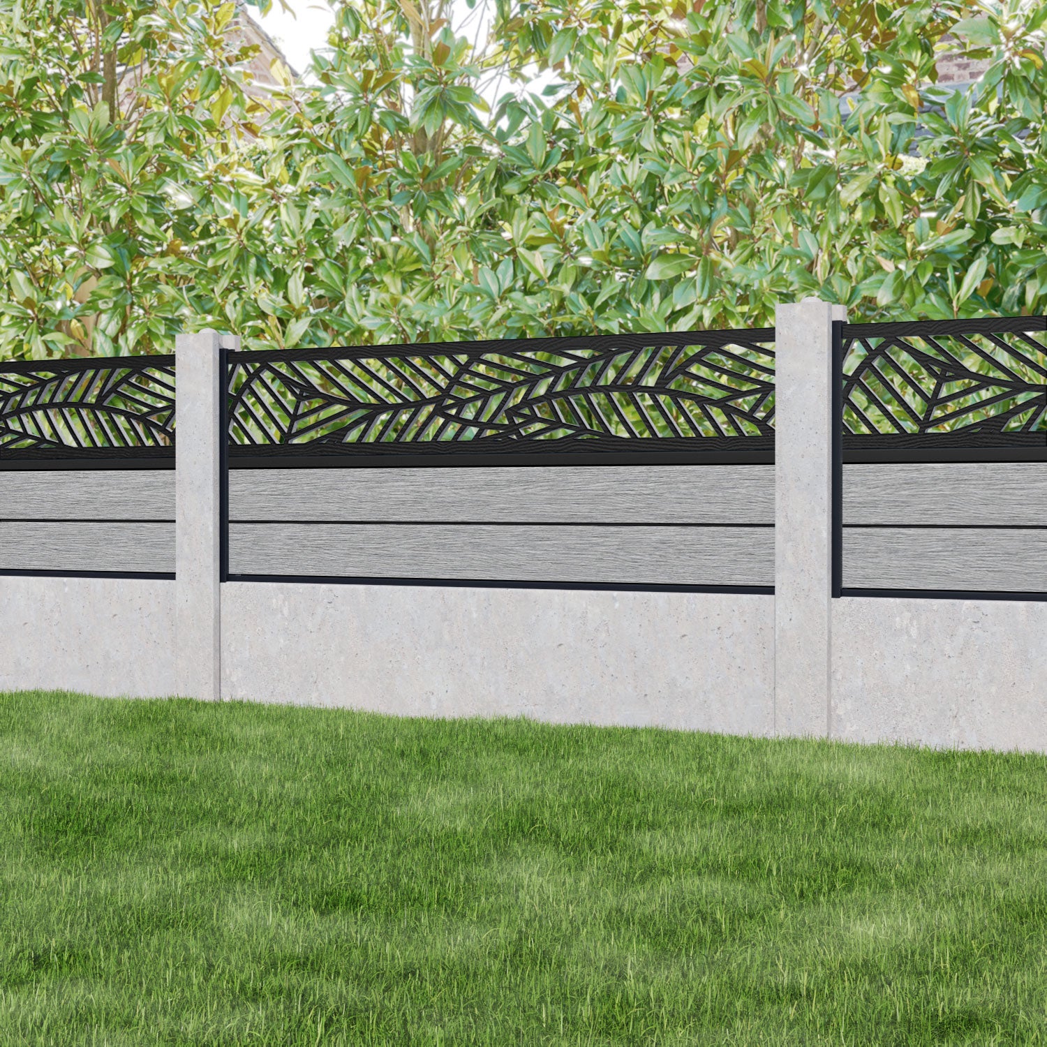 Fusion Habitat Fence Panel - Light Grey - for existing concrete posts