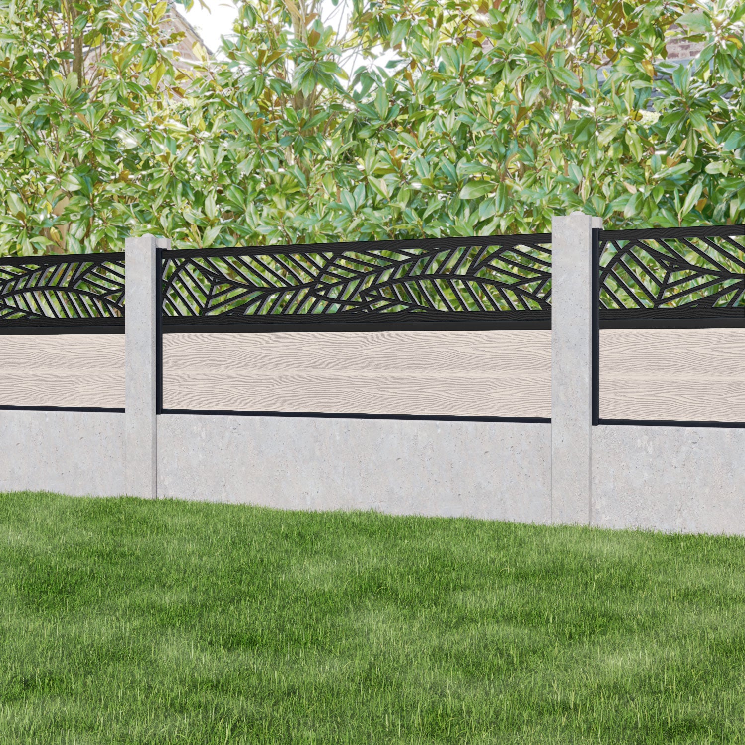 Classic Habitat Fence Panel - Mid Stone - for existing concrete posts