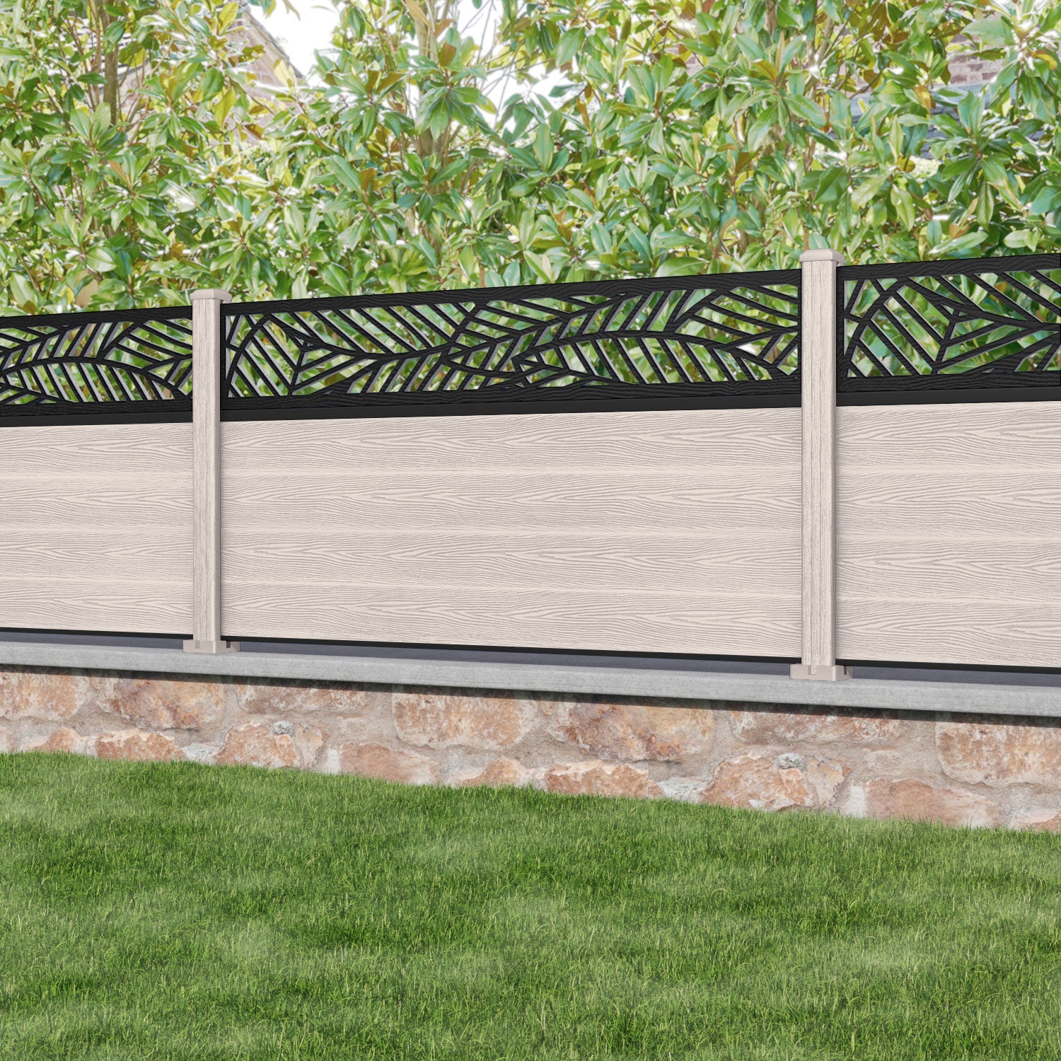 Classic Habitat Fence Panel - Mid Stone - with our composite posts