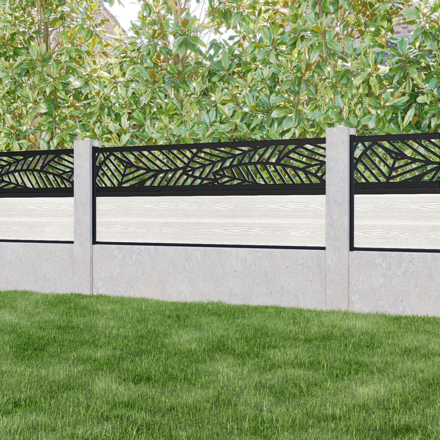 Classic Habitat Fence Panel - Light Stone - for existing concrete posts