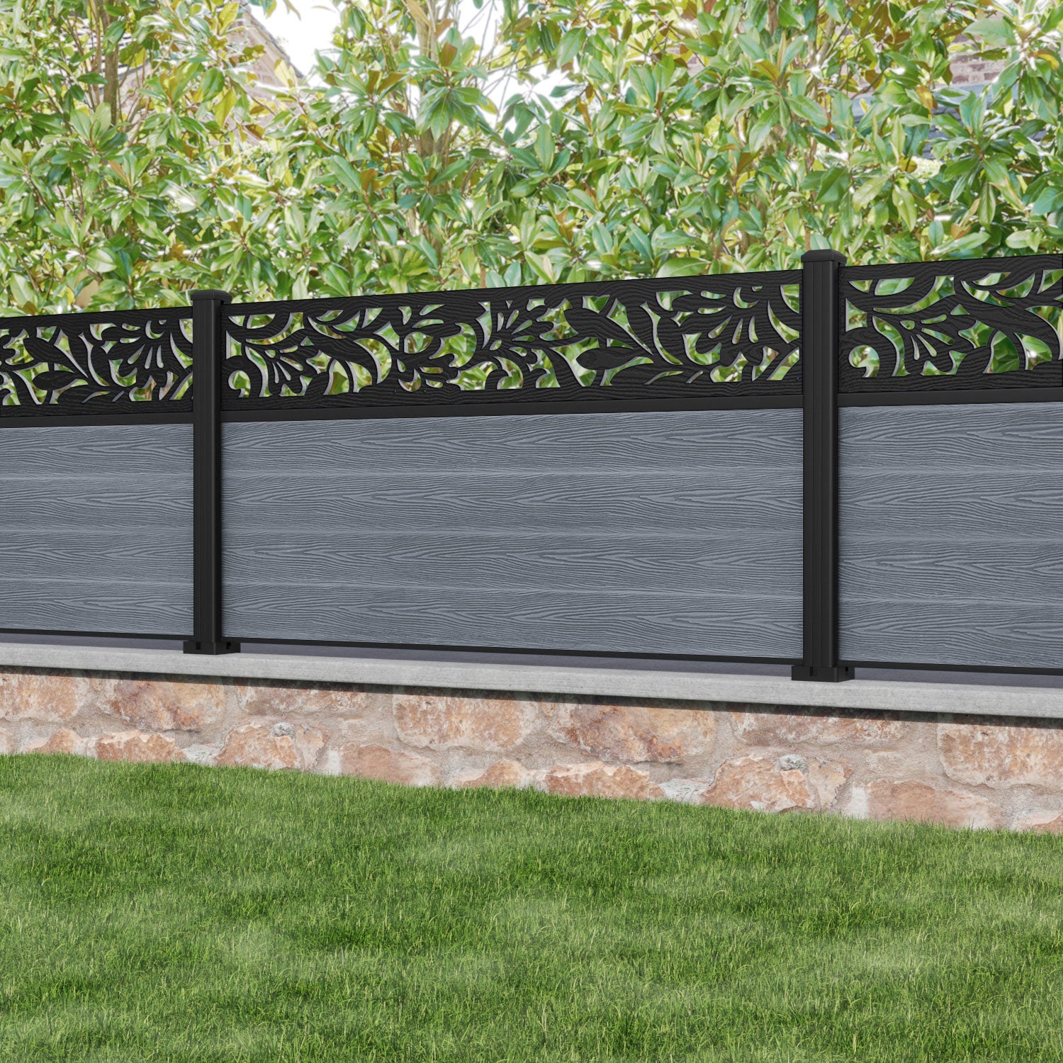 Classic Heritage Fence Panel - Anthracite - with our aluminium posts