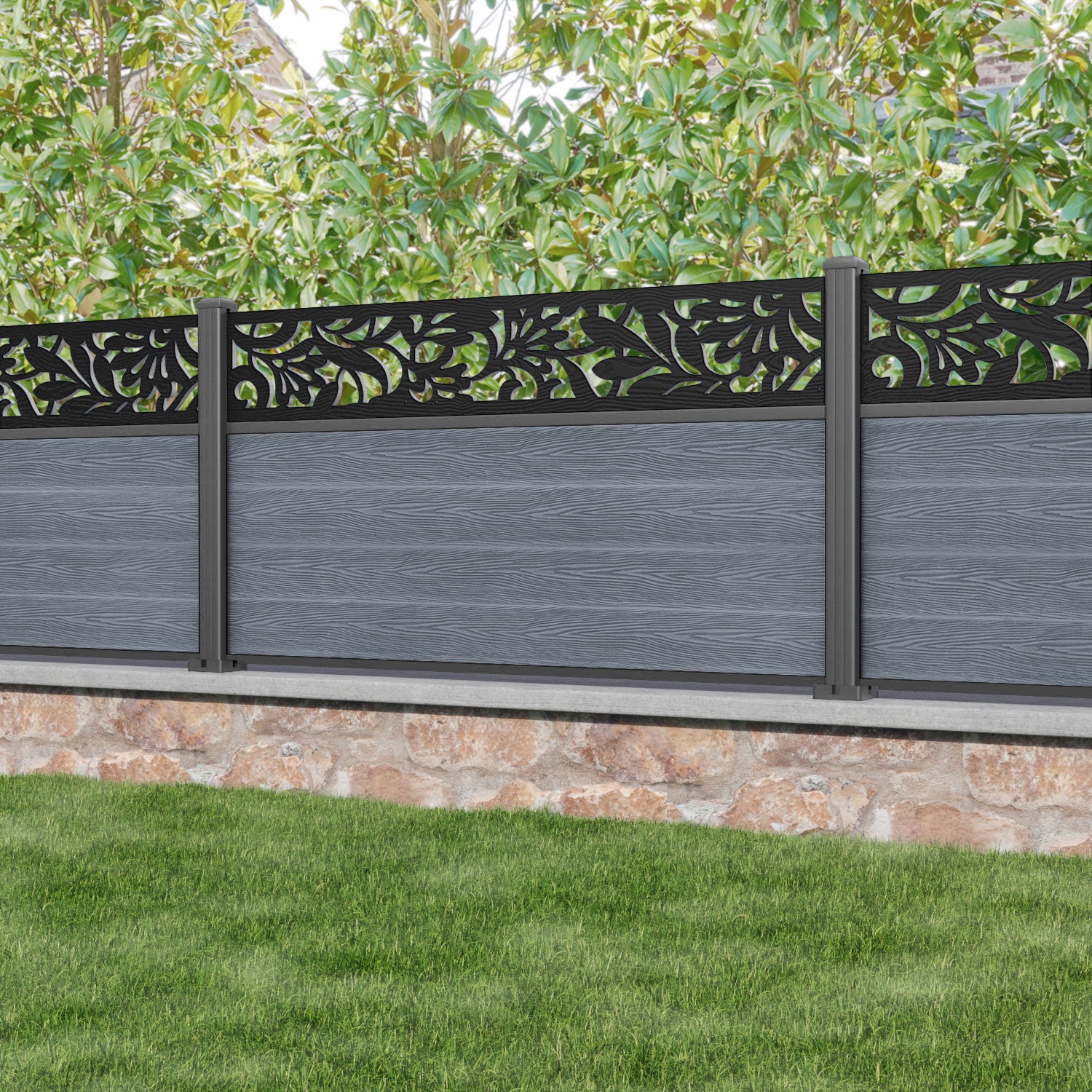 Classic Heritage Fence Panel - Anthracite - with our aluminium posts