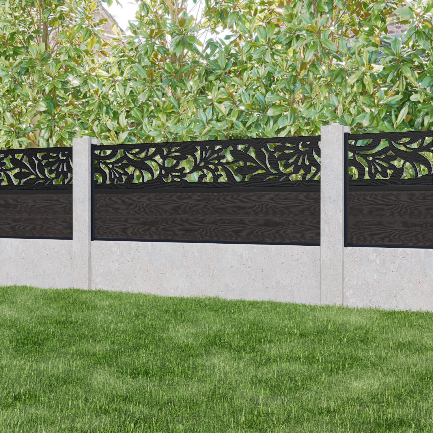 Classic Heritage Fence Panel - Dark Oak - for existing concrete posts