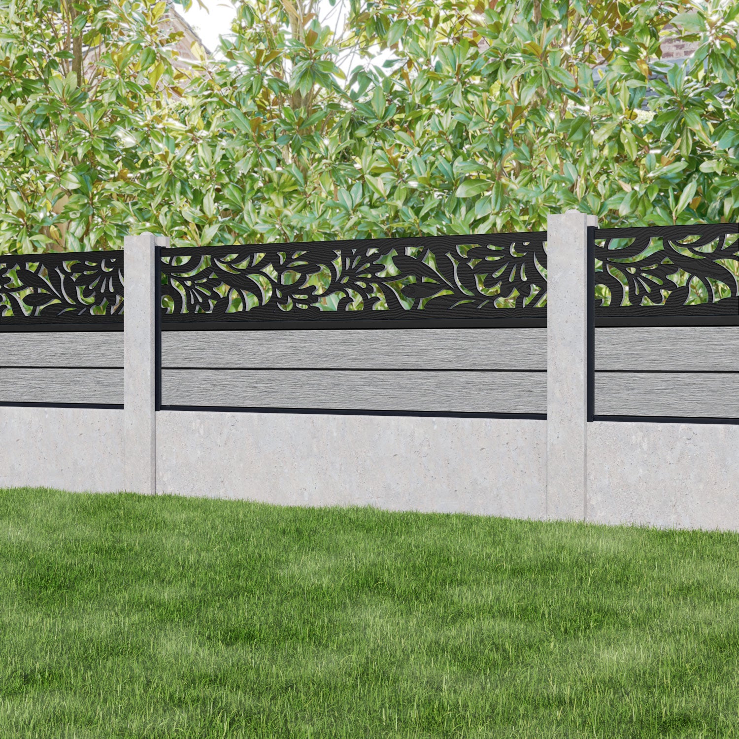 Fusion Heritage Fence Panel - Light Grey - for existing concrete posts