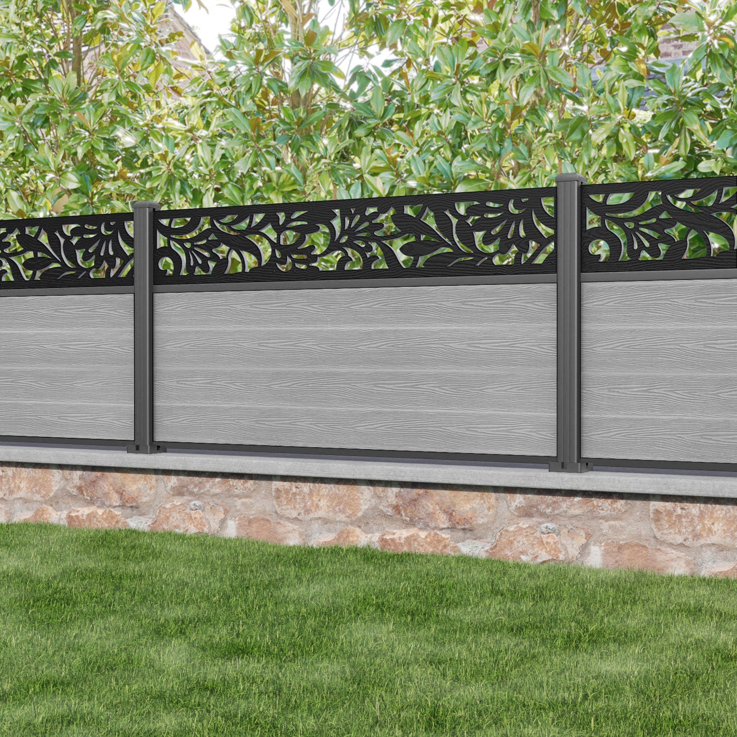 Classic Heritage Fence Panel - Light Grey - with our aluminium posts