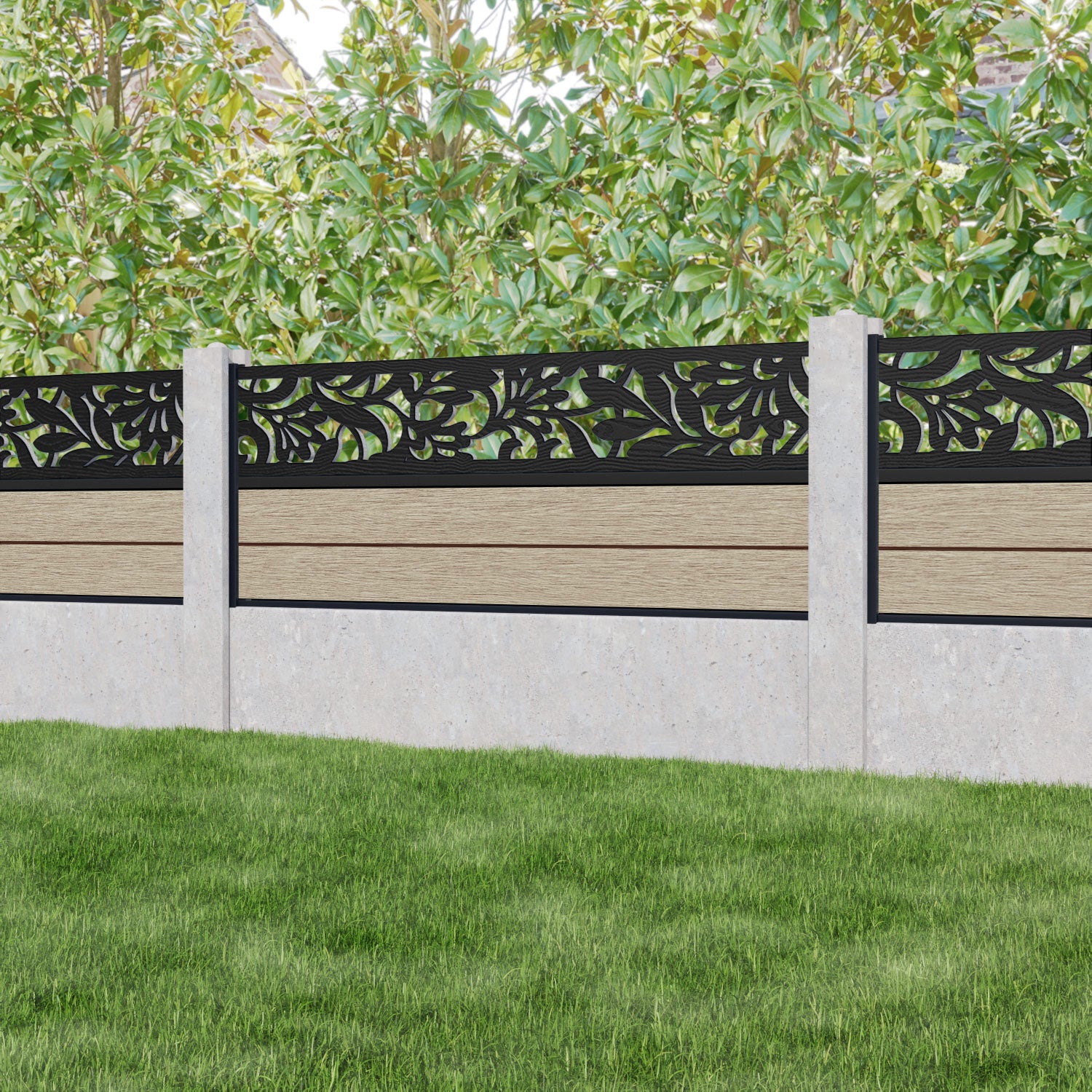 Fusion Heritage Fence Panel - Light Oak - for existing concrete posts