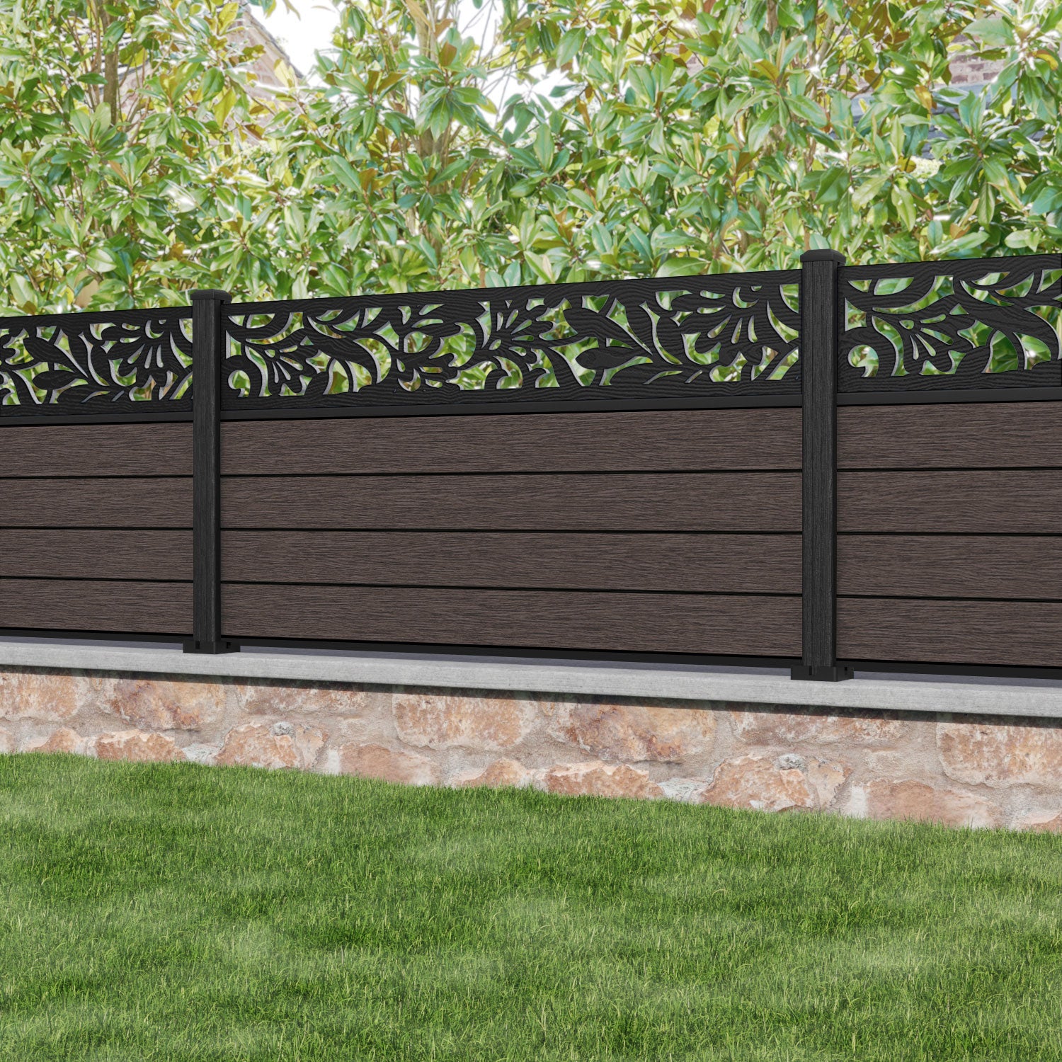 Fusion Heritage Fence Panel - Mid Brown - with our composite posts