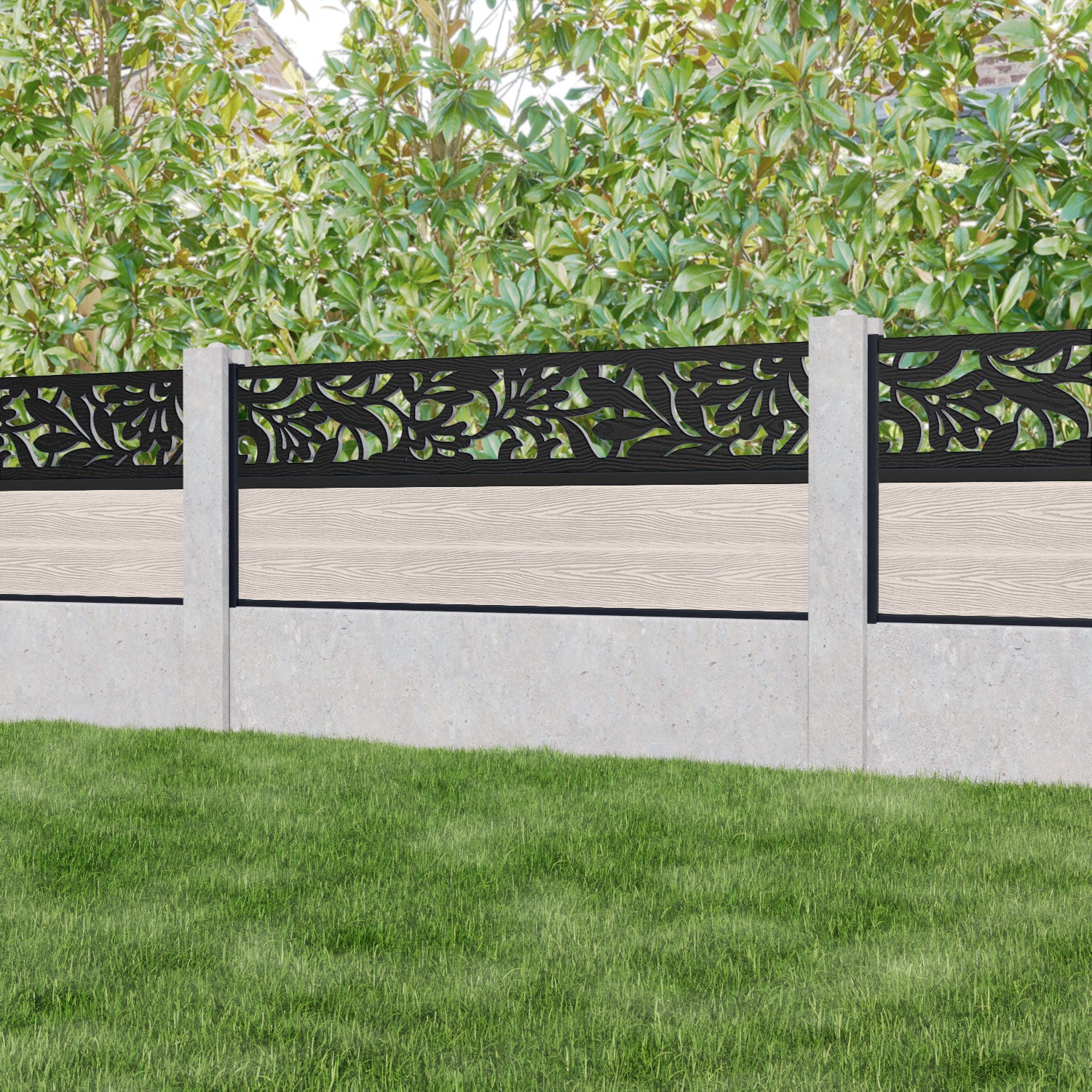 Classic Heritage Fence Panel - Mid Stone - for existing concrete posts