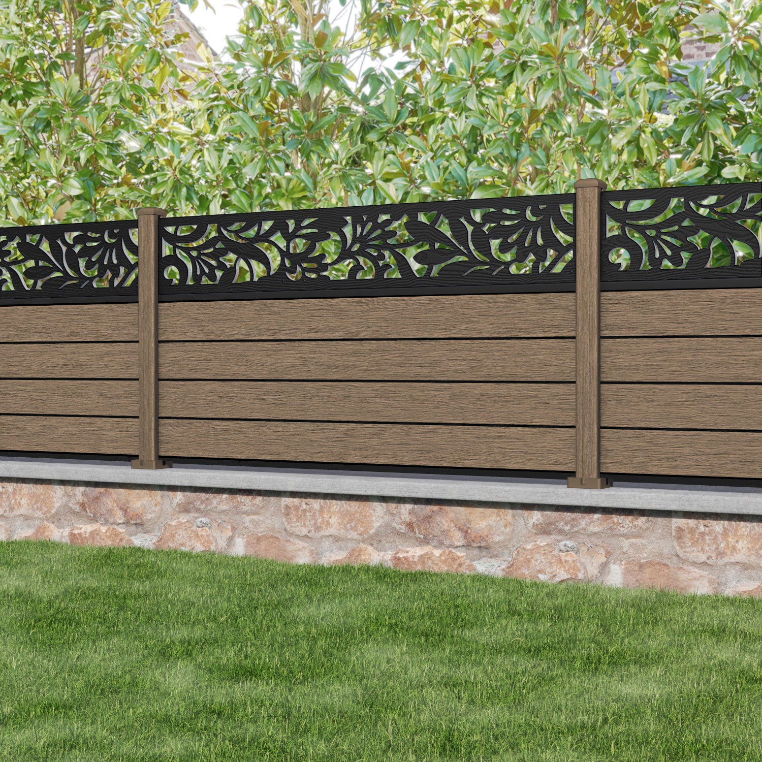 Fusion Heritage Fence Panel - Teak - with our composite posts