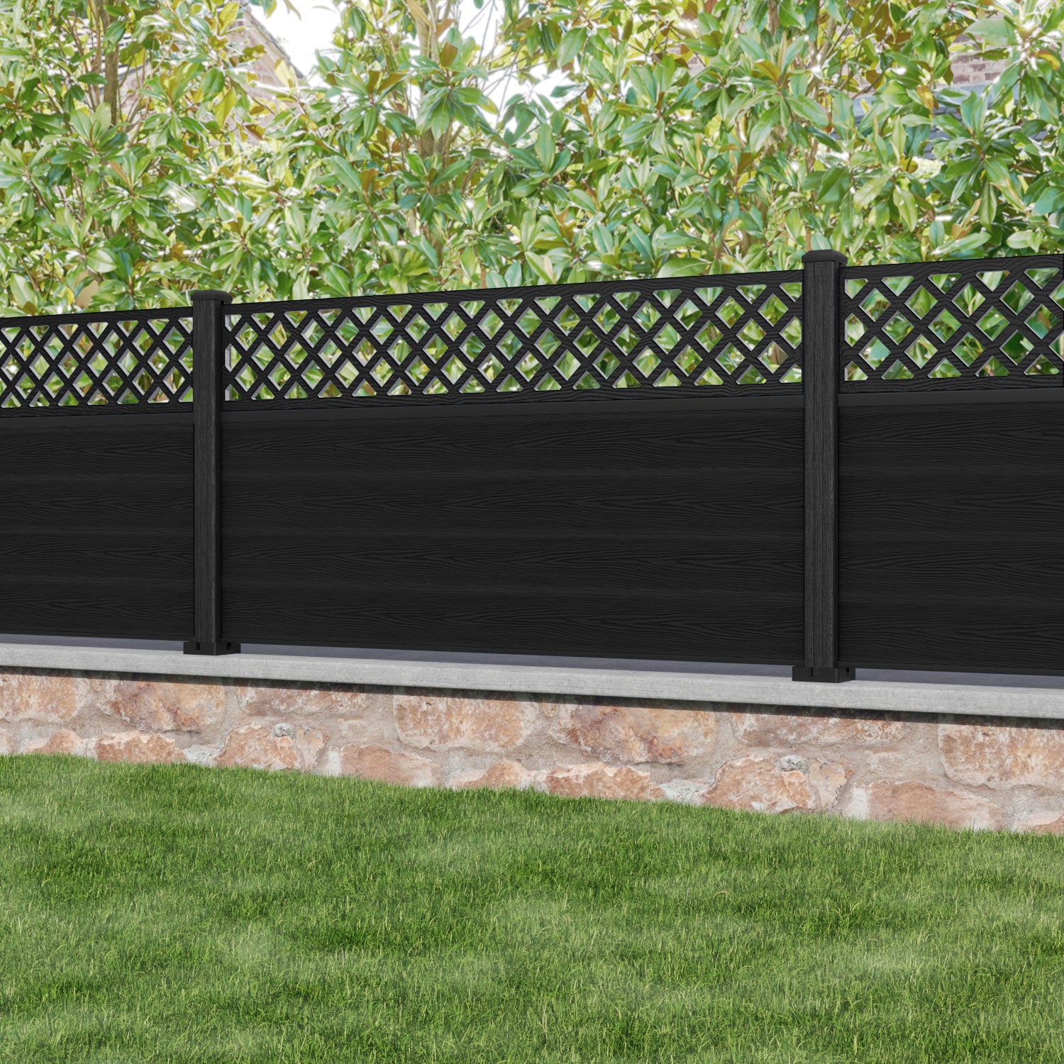 Classic Hive Fence Panel - Black - with our composite posts