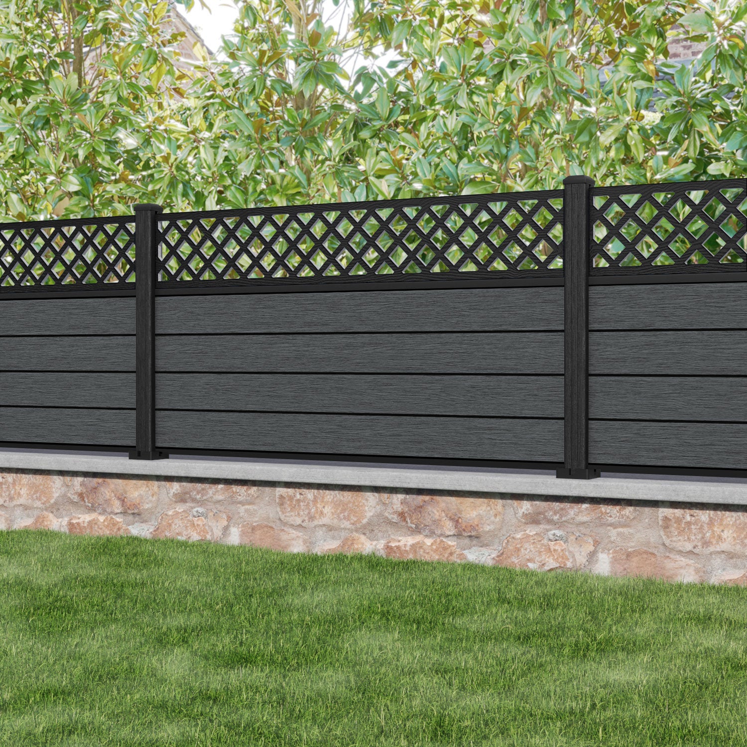 Fusion Hive Fence Panel - Dark Grey - with our composite posts