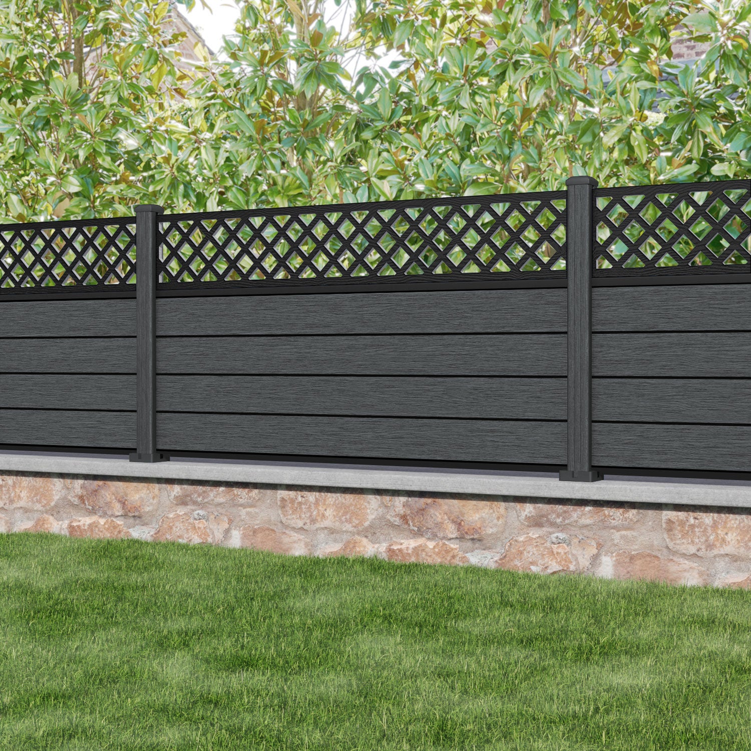 Fusion Hive Fence Panel - Dark Grey - with our composite posts