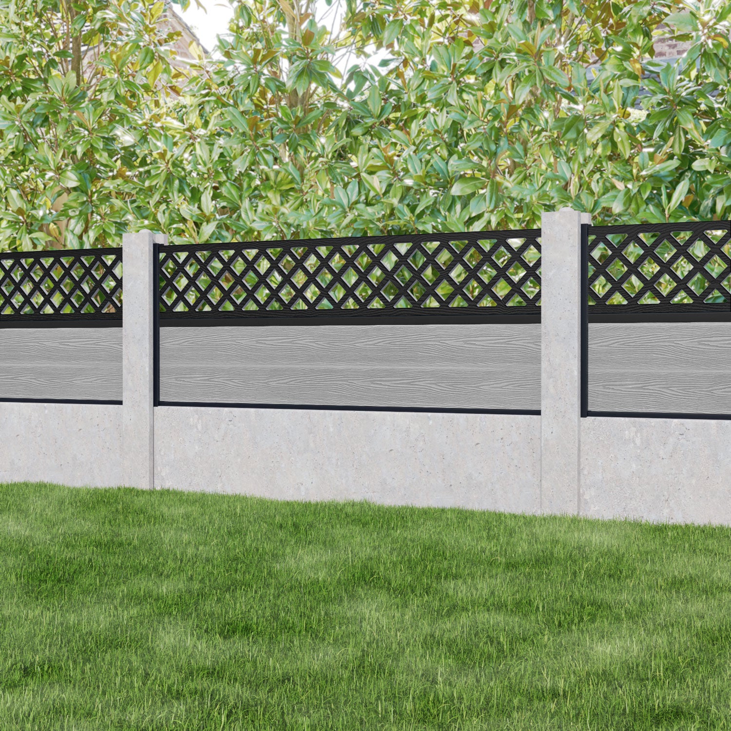 Classic Hive Fence Panel - Light Grey - for existing concrete posts