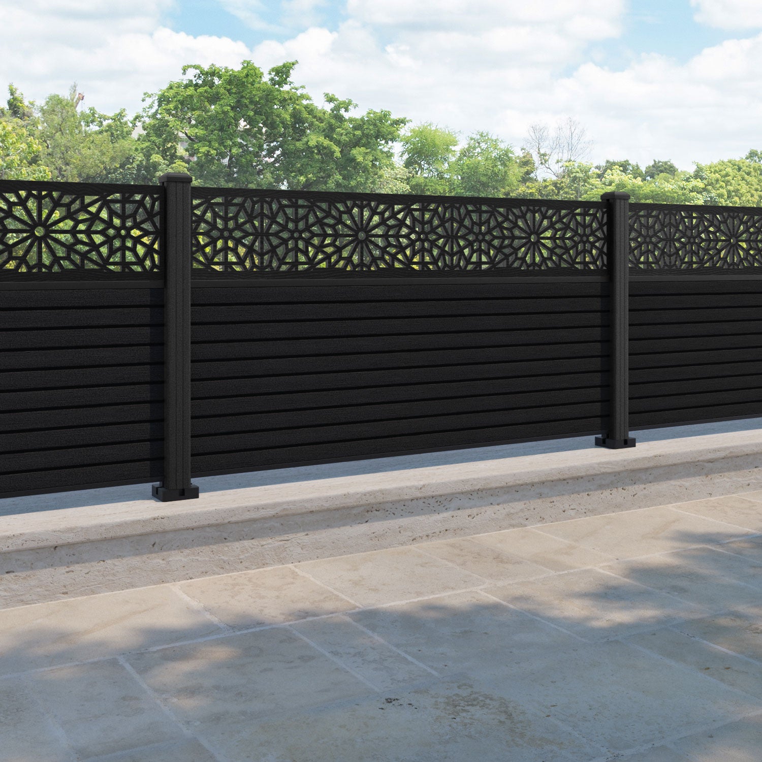 Hudson Alnara Fence Panel - Black - with our composite posts