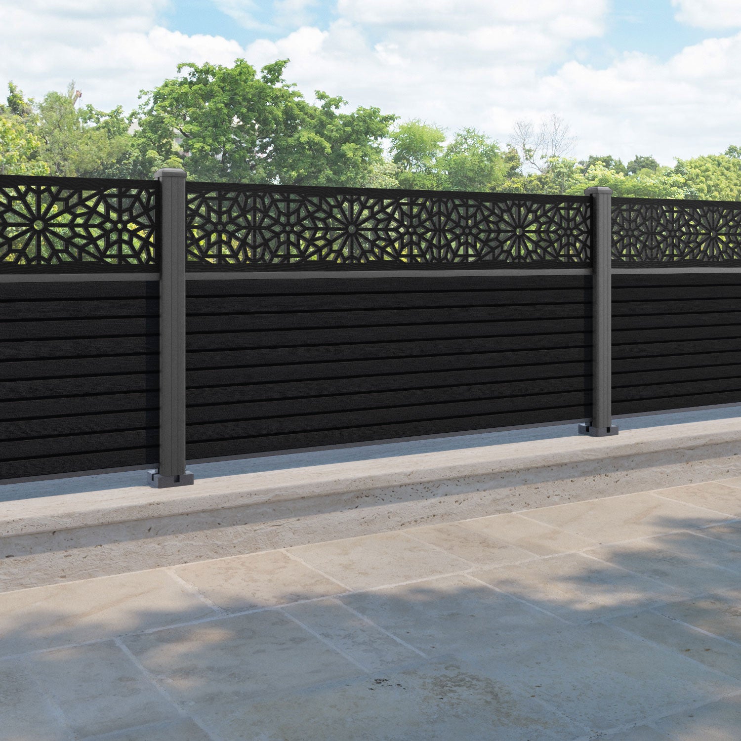 Hudson Alnara Fence Panel - Black - with our aluminium posts