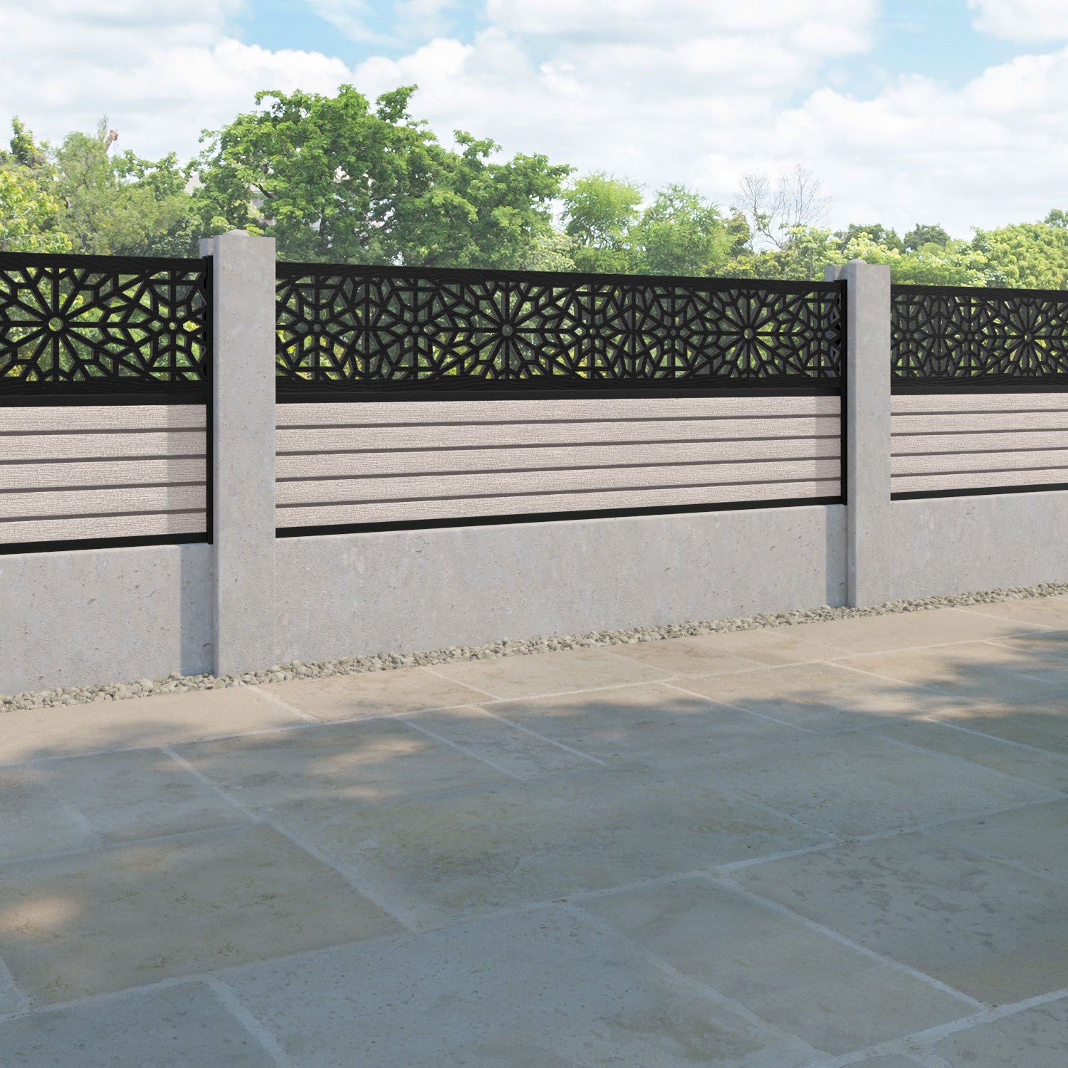 Hudson Alnara Fence Panel - Mid Stone - for existing concrete posts