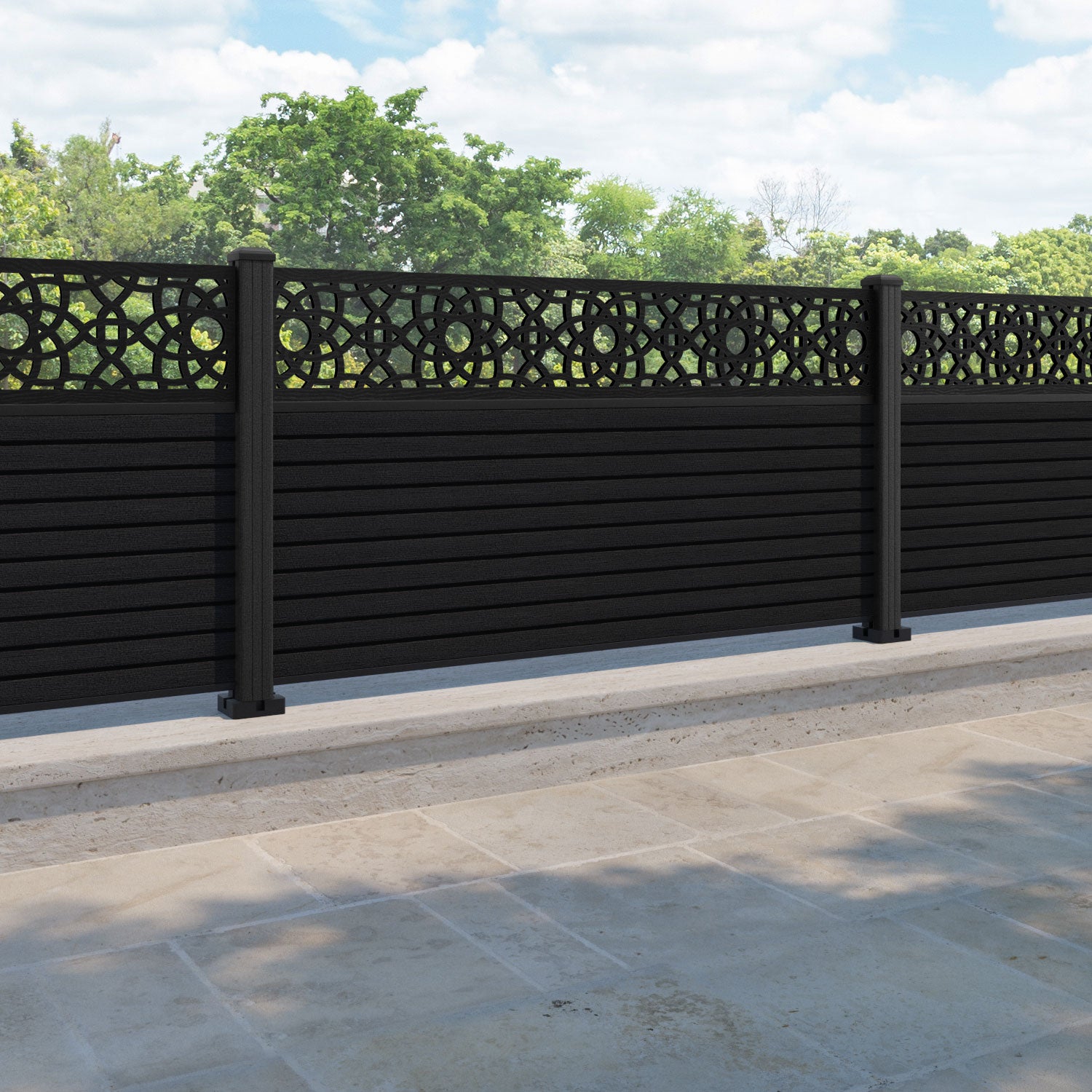 Hudson Ambar Fence Panel - Black - with our composite posts